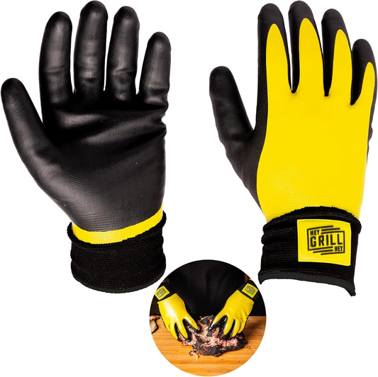Hey Grill Hey Pitmaster Gloves | BBQ Gloves | Heat Protection up to 500°F or 260°C | High Temp Resistance | Fireproof Glove for Grilling Smoking Barbecue | Washable Mitts | Waterproof | Size - XL