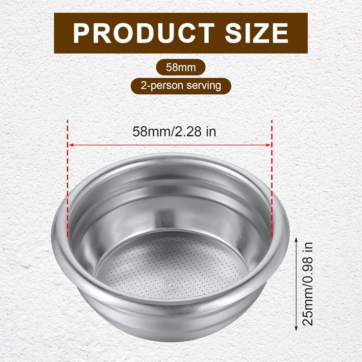 58mm Portafilter Basket,Metal Coffee Filter, Stainless Steel 58mm Basket Porous Double Cup Coffee Filter for Portafilter Coffees Machine,Paperless and Permanently Reusable