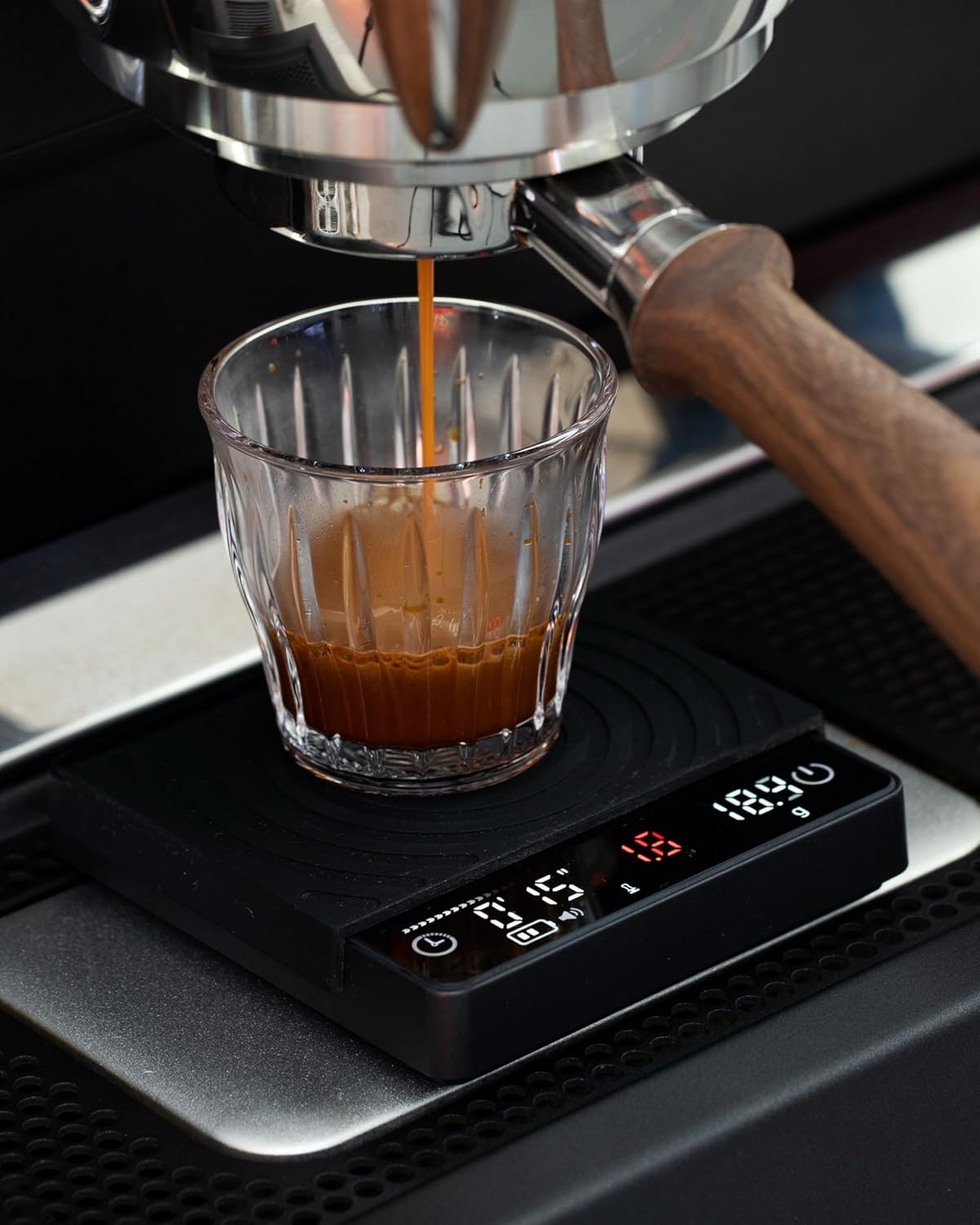 Espresso Tamper Kit 54mm for Breville Machines with Walnut Bottomless Portafilter, Distribution Tool, Leather Tamping Mat Organizer & Coffee Machine Scale