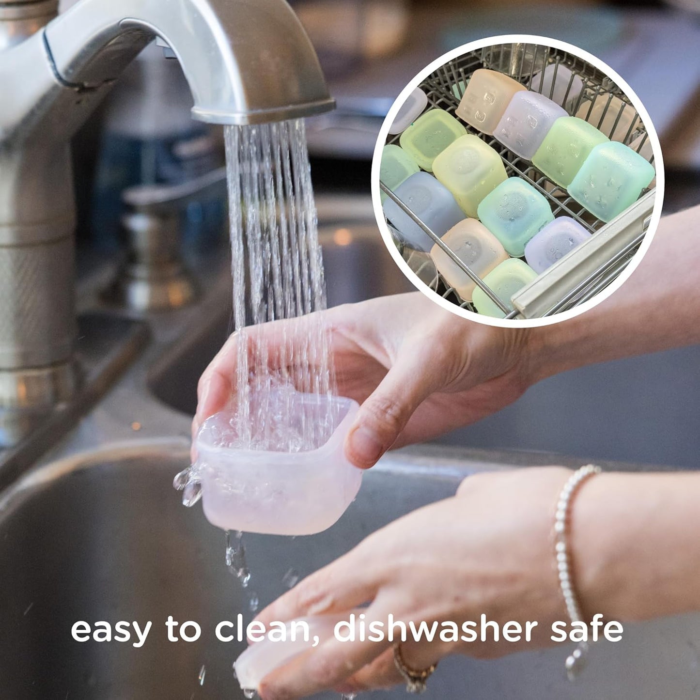 Olababy Clear Sense Silicone Storage Containers 4pk for Baby Food, Snacks, Formula, Puree, Sauce & More | Micro Plastic & BPA-Free | Daycare Essentials for Toddlers and Kids (Mint, 2 oz / 60 ml)