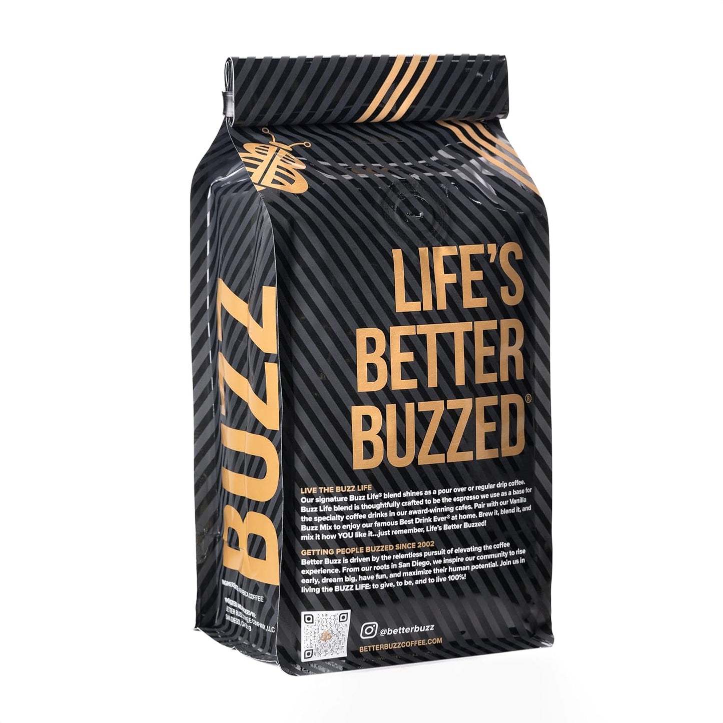 Better Buzz Life Blend (Buzz Life) Whole Bean Coffee Medium Roast, 12 Ounce (Pack of 1), Small Batch Roasted Arabica Coffee Beans, Dark Chocolate Notes