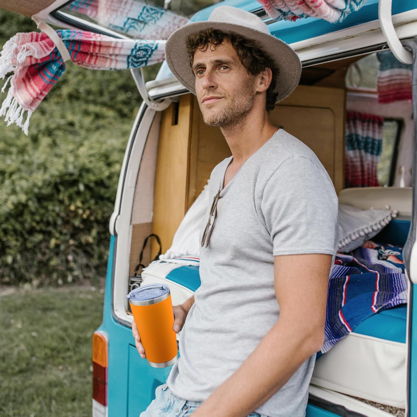 20oz Tumbler Bulk Stainless Steel Tumblers with Lid Vacuum Insulated Double Wall Travel Coffee Mug Powder Coated Tumbler Cup for Hot and Cold Drinks(Orange, 12 pack)