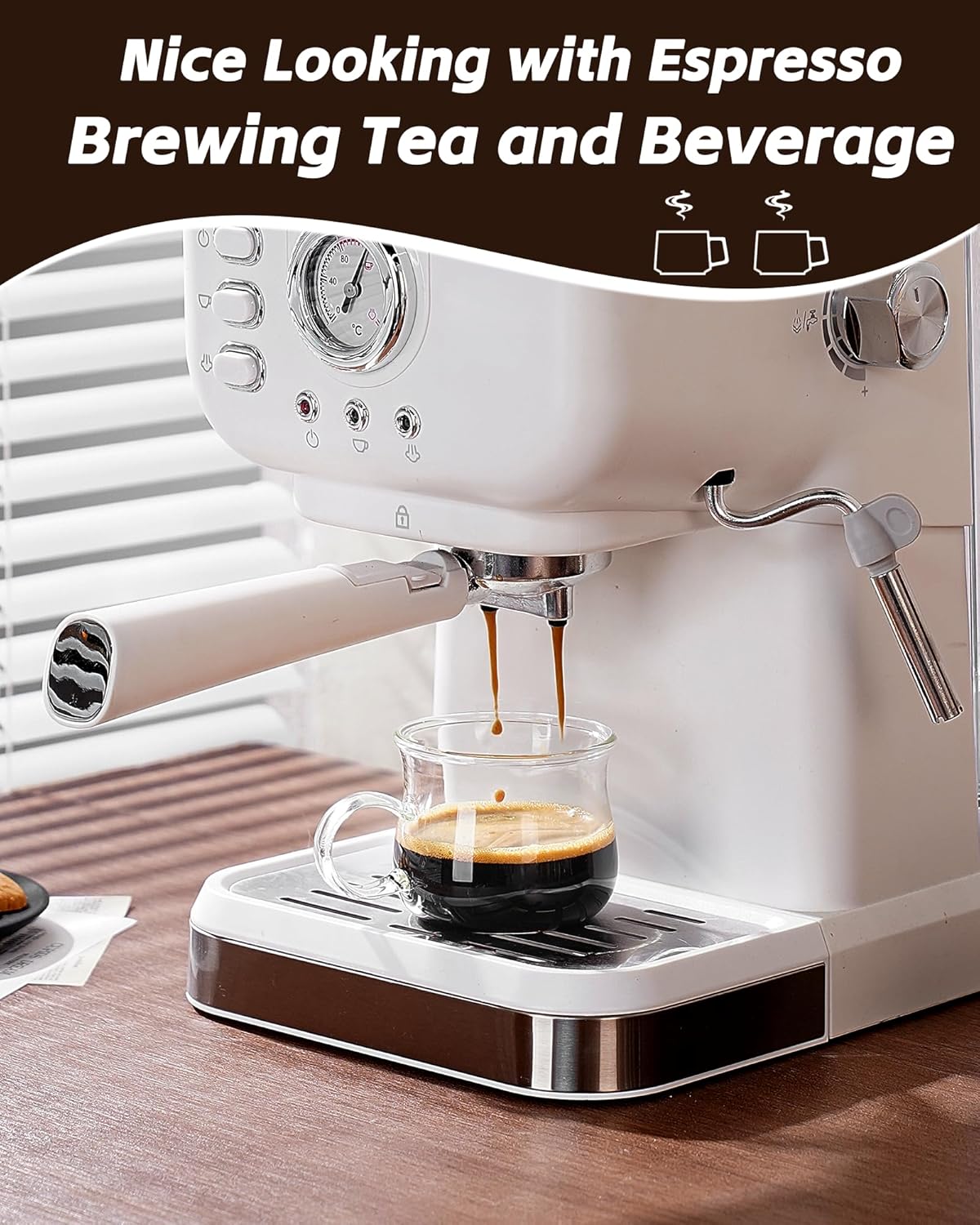 Espresso Cups Set of 4, 5 Ounces Espresso Shot Glass, Clear Double Esperesso Glasses with Handle, Small Tazas De Cafe Espresso Machine Accessories