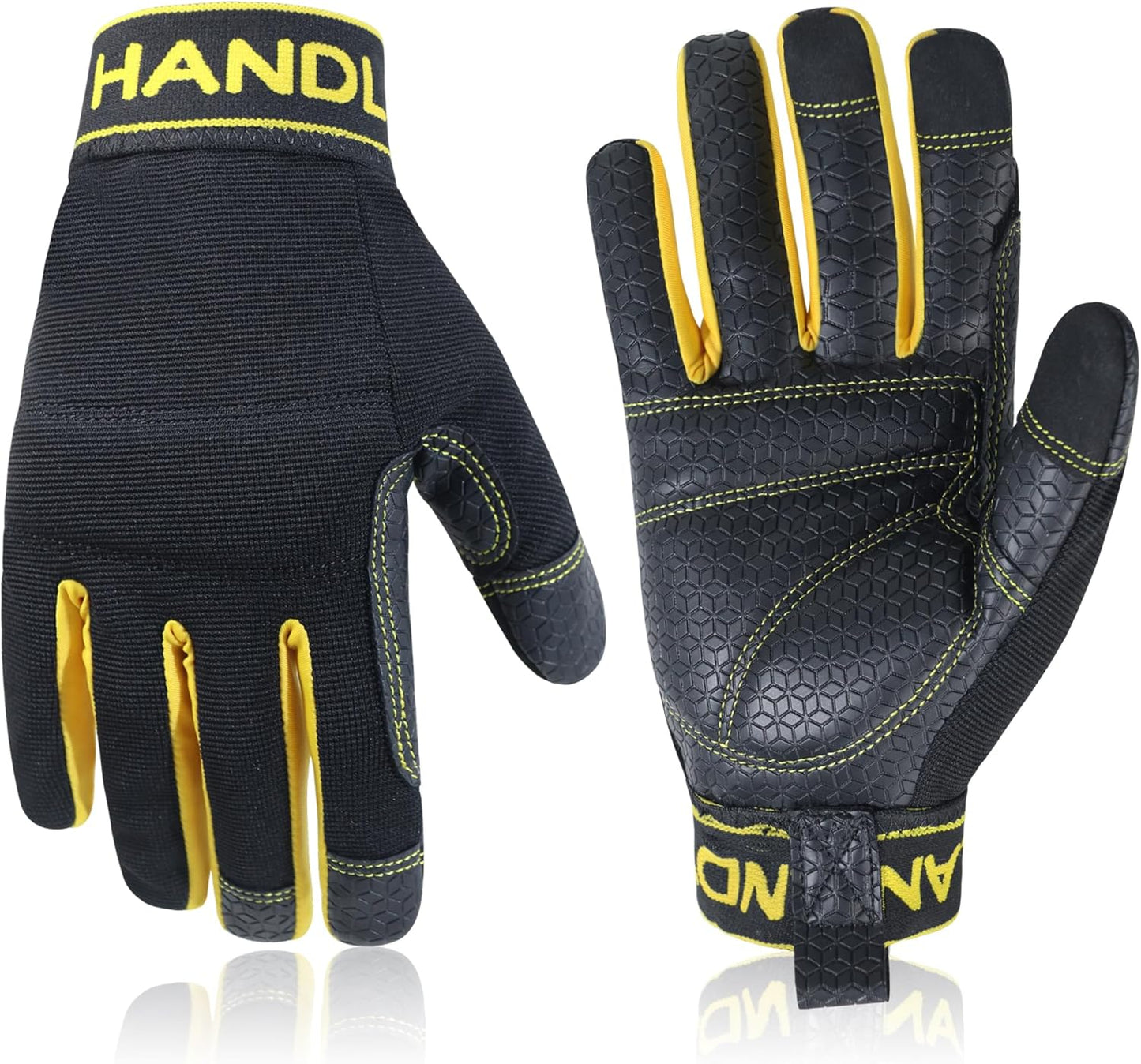 HANDLANDY Work Gloves for Men & Women, Utility Mechanic Working Gloves Touch Screen, Flexible Yard Work Gloves