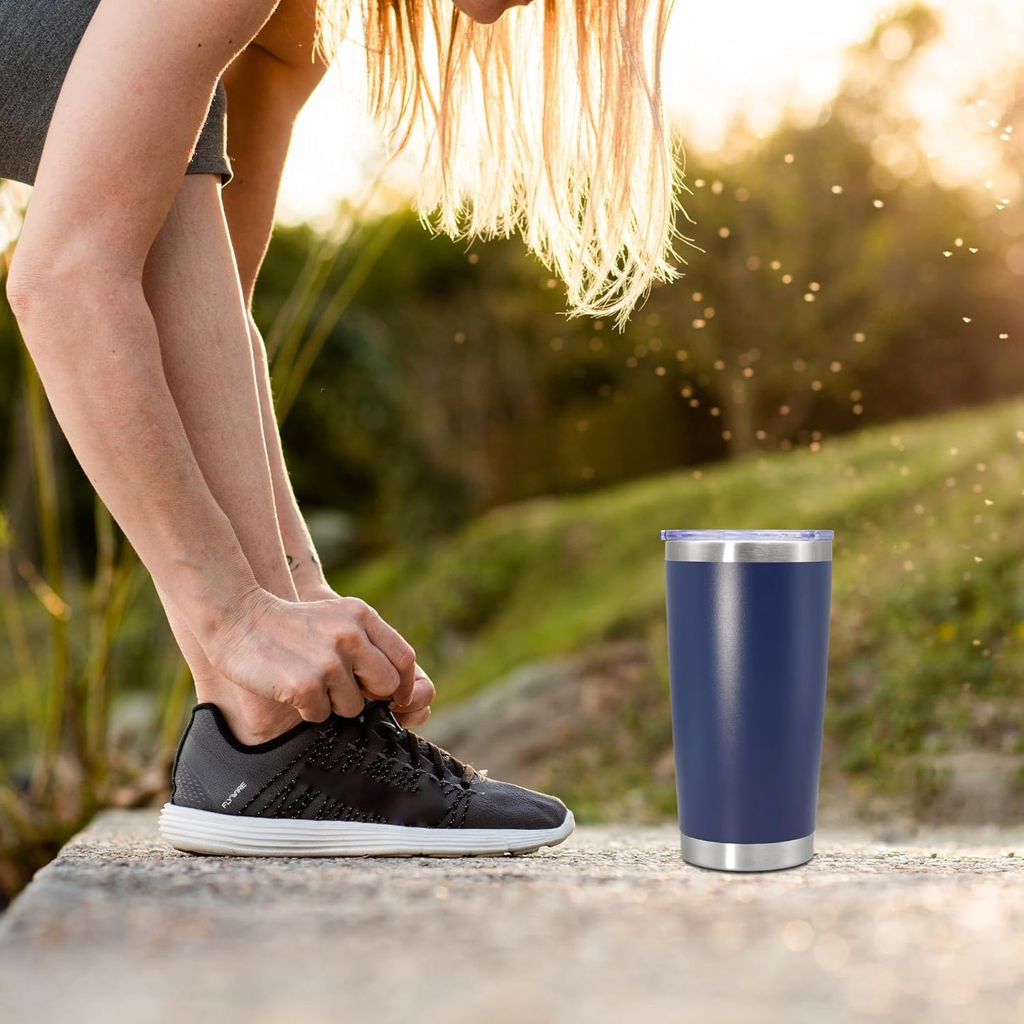 20 oz Tumbler Coffee Tavel Tumblers Bulk with Lid Stainless Steel Double Wall Vacuum Insulated Mug Powder Coated Cups fit Car Cupholder for Hot and Cold - Navy, 12Pack