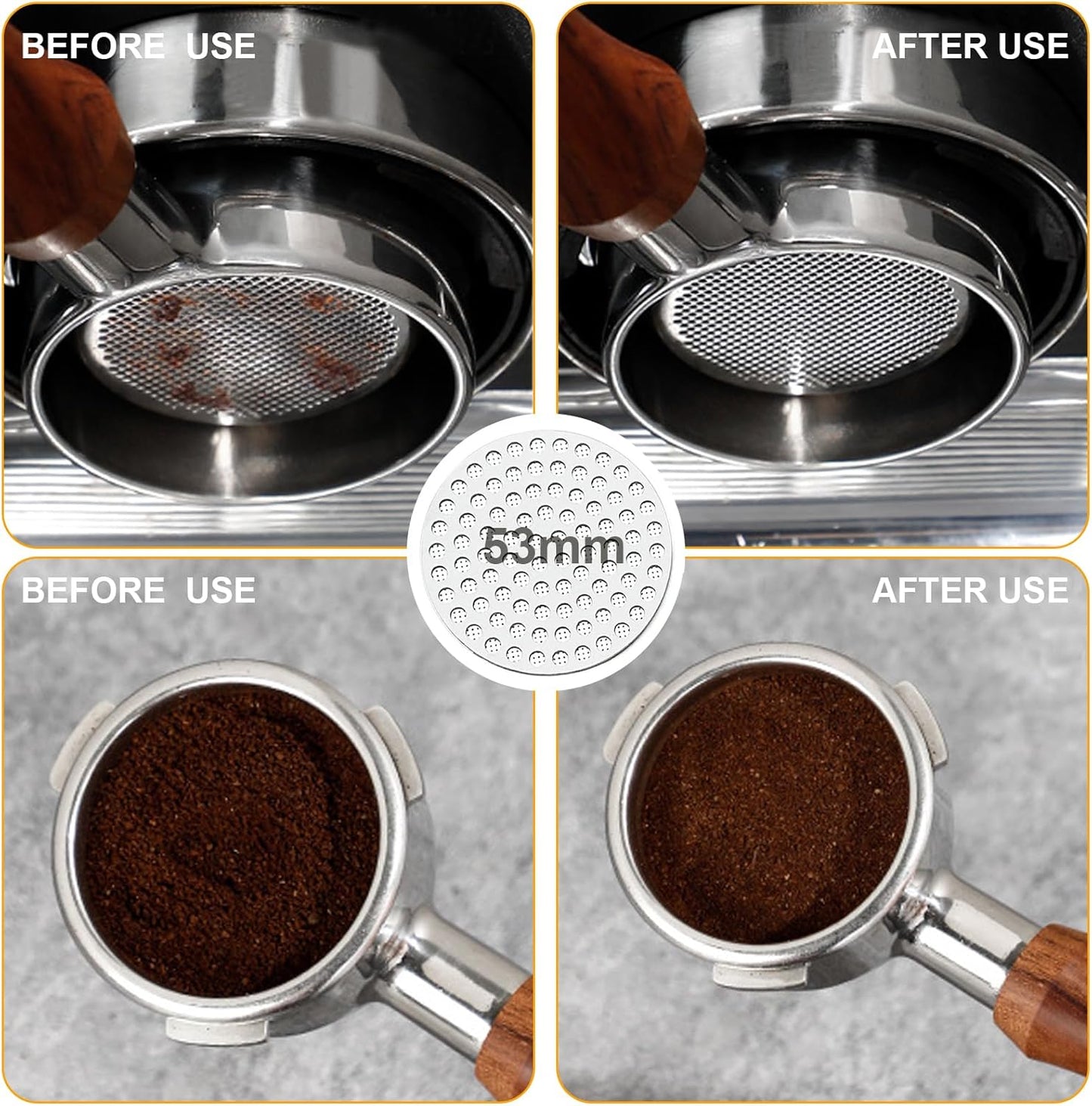 Espresso Accessories Kit 53mm, Spring Loaded Calibrated Espresso Tamper, Wdt Tool Espresso and Silicone Tamper Mat,Dosing Funnel, Coffee Puck Screen and 12 Replacement Needles Fit 53mm Portafilters