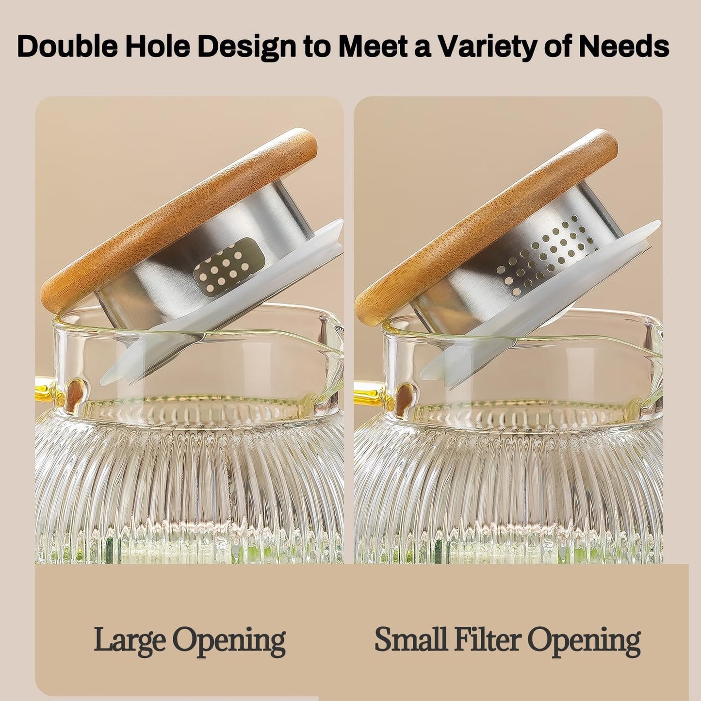 Glass Pitcher with Lid, 2 PACK 68 oz/2 Liter Vertical Water Pitcher With Serving Tray, Clear Borosilicate Glass Water Carafe for Cold Brew, Coffee, Lemonade, Iced Sun Tea,Beverage,Heat Resistant