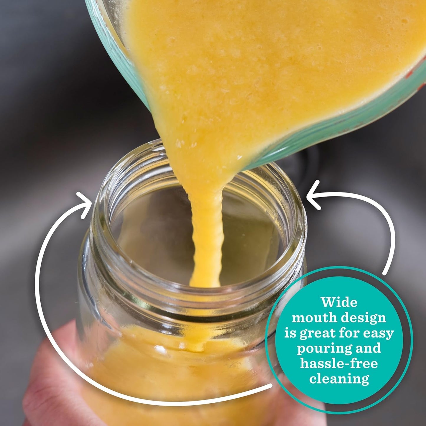 All About Juicing Clear Glass Water Bottles Set - 6 Pack Wide Mouth with Lids for Juice, Smoothies, Beverage Storage - 16 oz, Durable, Reusable, Dishwasher Safe, Leak Proof (White Caps)