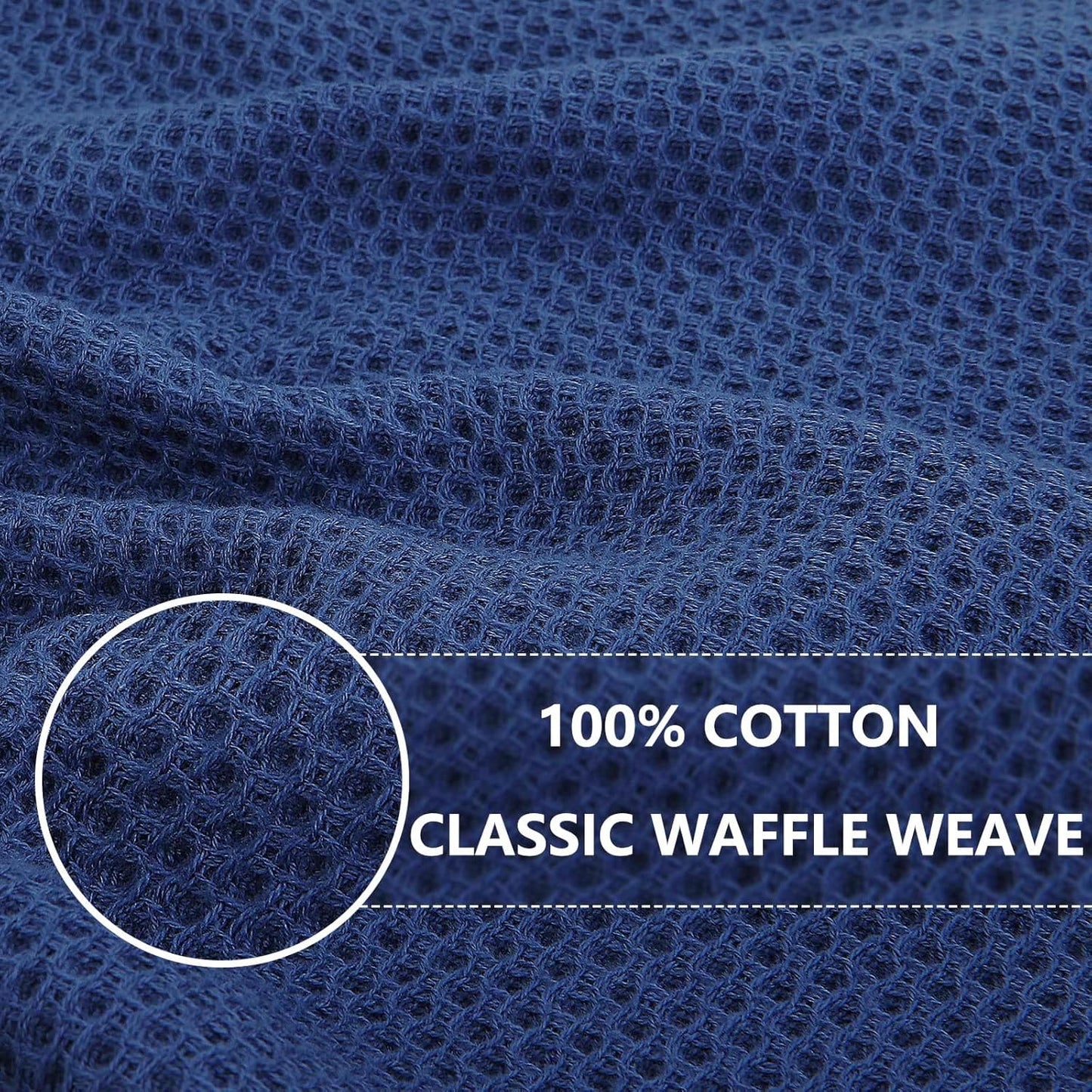 Homaxy 100% Cotton Waffle Weave Kitchen Dish Towels, Ultra Soft Absorbent Quick Drying Cleaning Towel, 13 x 28 Inches, 24-Pack, Navy Blue