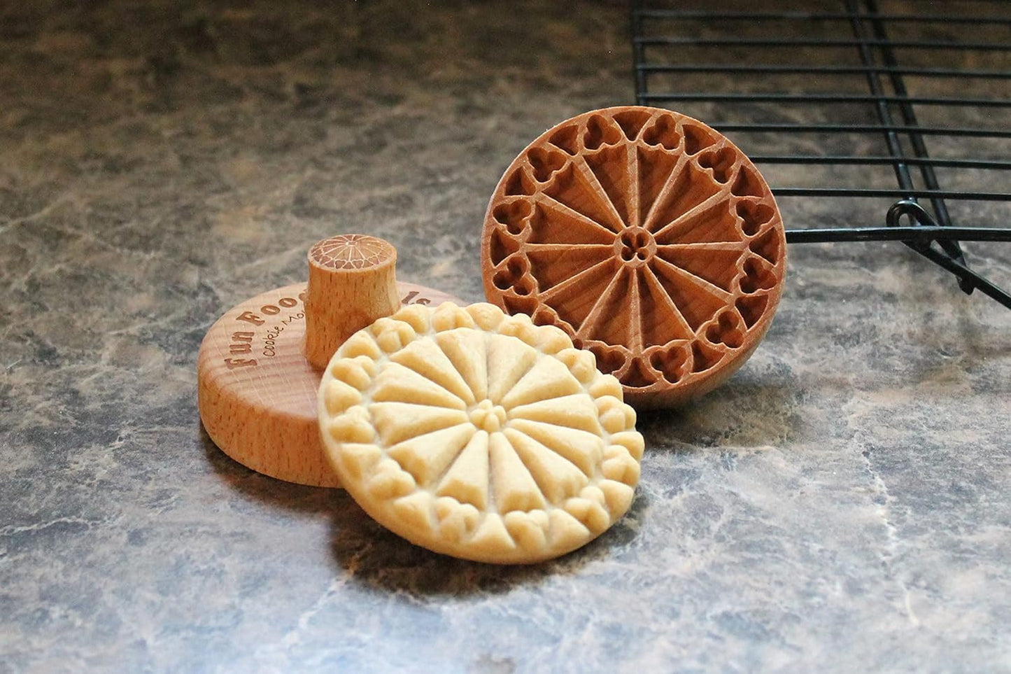 Wood Cookie Stamp, 2.5 Inch (Rose Window CS-003)