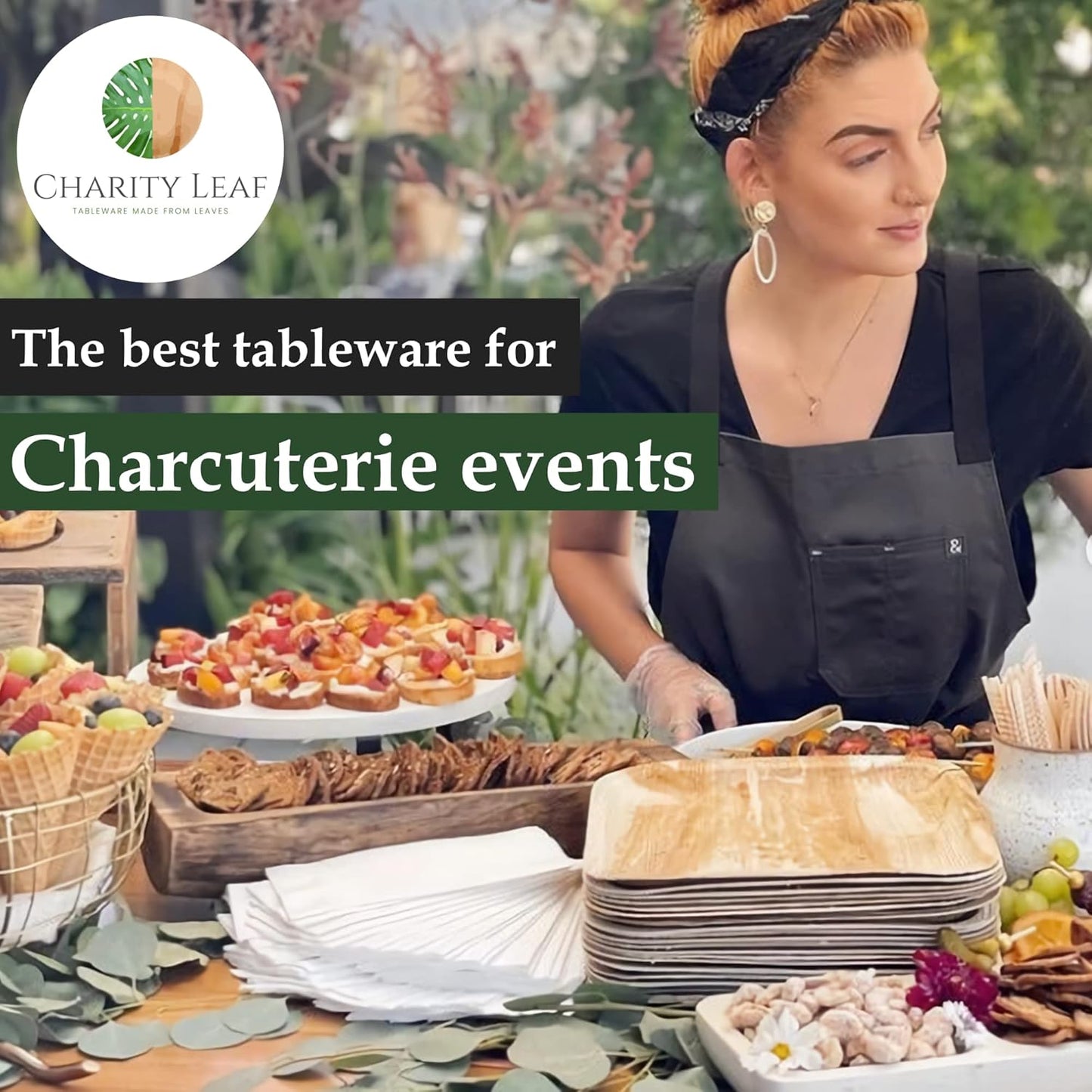 Charity Leaf Disposable Palm Leaf 22" x 12" Trays (25 pieces) Bamboo Like Serving Platters, Disposable Boards, Eco-Friendly Dinnerware For Weddings, Catering, Events