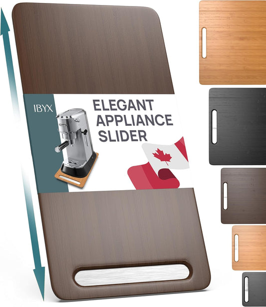 Ibyx Elegant Sliding Tray for Your Coffee Maker & Heavy Kitchen Appliances - Sturdy, Slides Easily from Under The Cabinet (Brown, 7.5”W x 14.5”D)