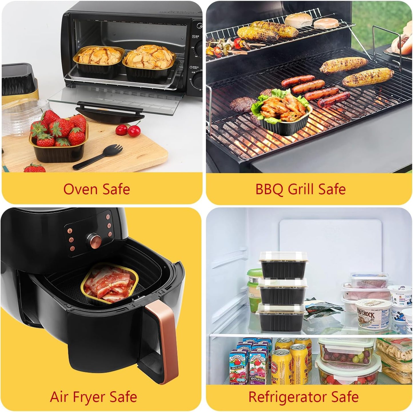 LNYZQUS 120pack/10oz Mini Cake Pans with Lids, Small Foil Baking Tins Brownie Baking Cups,4”x4” Disposable Ramekins Jumbo Cupcake Muffin Pan Mini Aluminum Containers Holders-Black