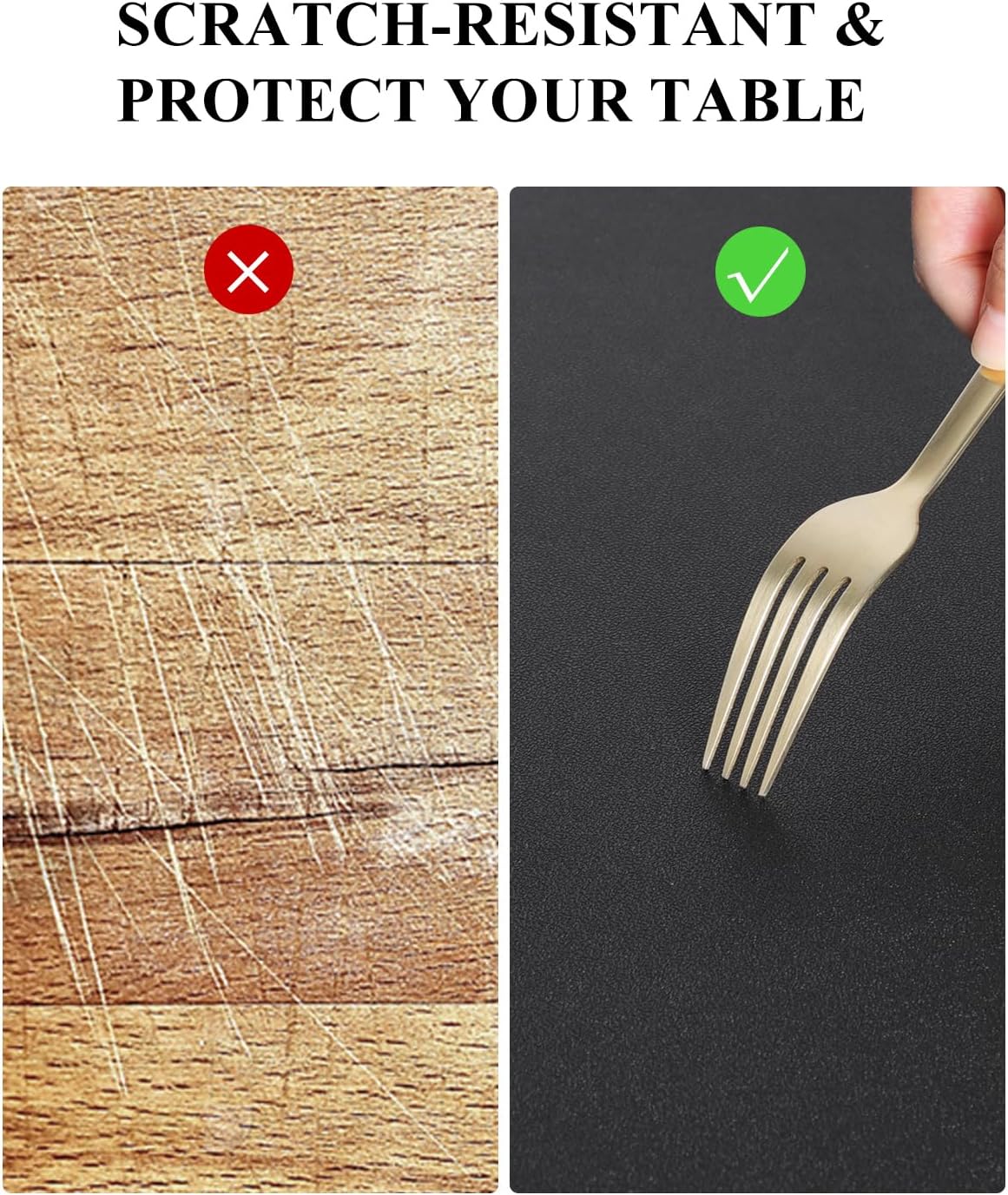 Black Plastic Table Cover Protector, 54" x 54" Waterproof Easy Flat PVC Desk Pad Mat, 1.5mm Thick Waterproof Vinyl Table Top Protector for Dining Room Table, Office, Dresser