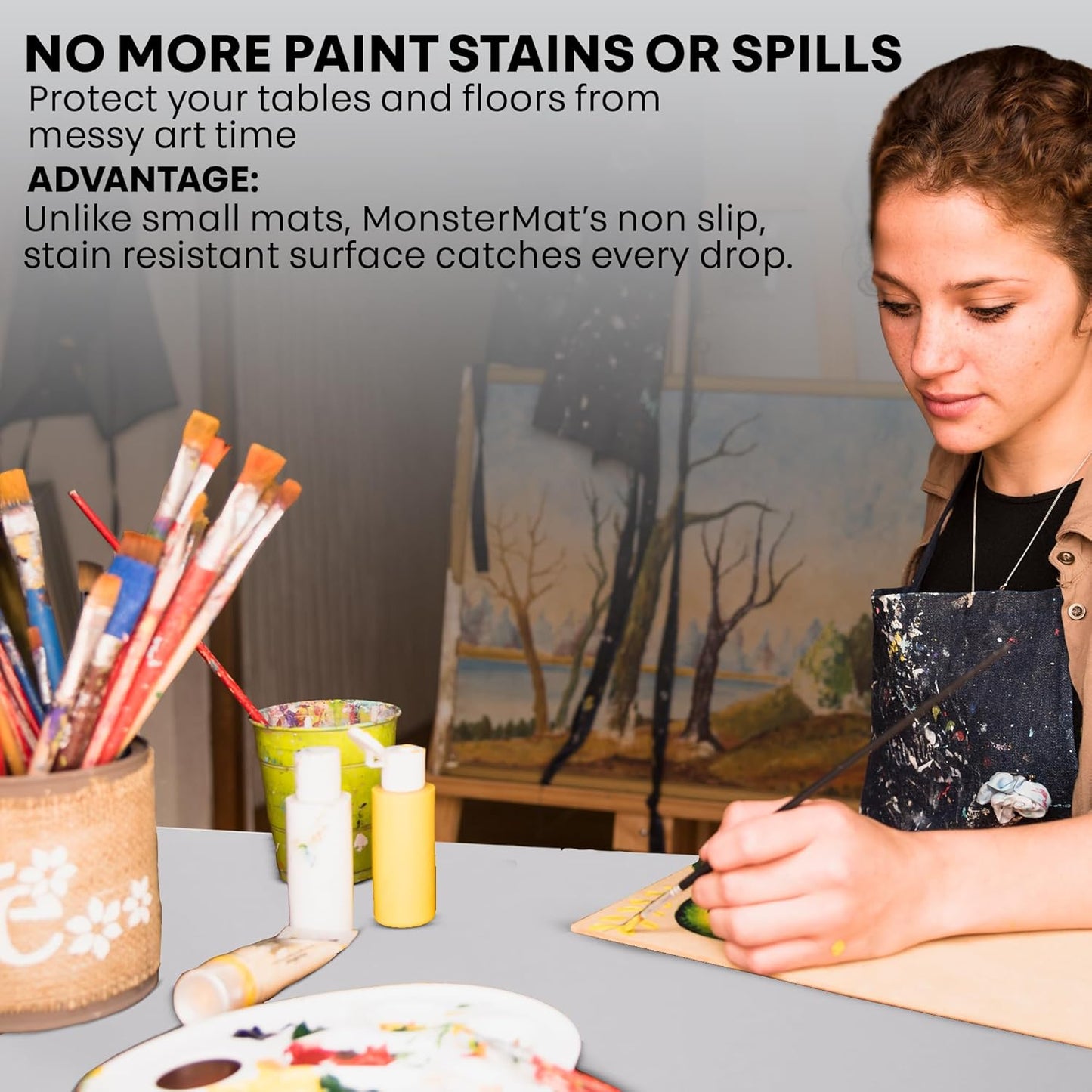 Extra Large Silicone Craft Mat 48x24 Inch – Heat Resistant Table Protector, Non-Slip Surface for Painting, DIY, Clay, Bakin, Easy Clean, Rolls Up – Use as Floor or Cutting Mat by MonsterMat