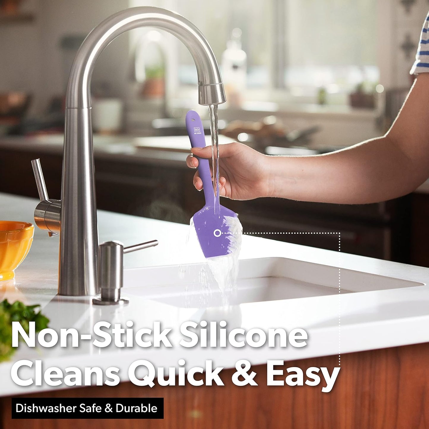 DI ORO Silicone Spatula - 600°F Heat-Resistant Rubber Kitchen Spatula for Baking, Scraping, & Mixing - BPA Free Nonstick Cookware Safe Flexible Utensil for Cooking - Dishwasher Safe (Lavender)