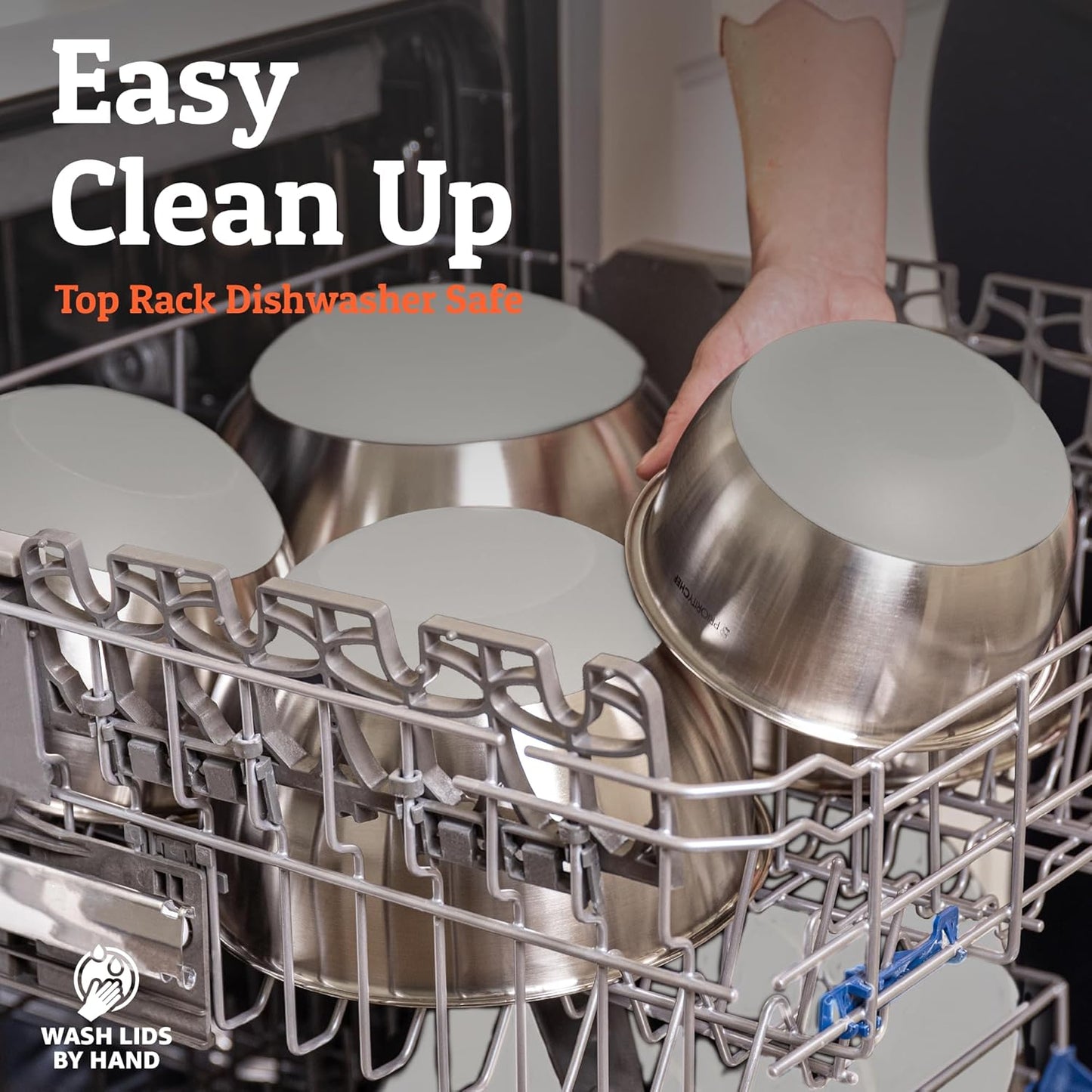 Priority Chef Premium Mixing Bowls With Airtight Lids Set, Thicker Stainless Steel Mixing Bowl Set, Large Prep Metal Bowls with Lids, Nesting Bowls for Kitchen, 1.5/2/3/4/5 Qrt, Khaki