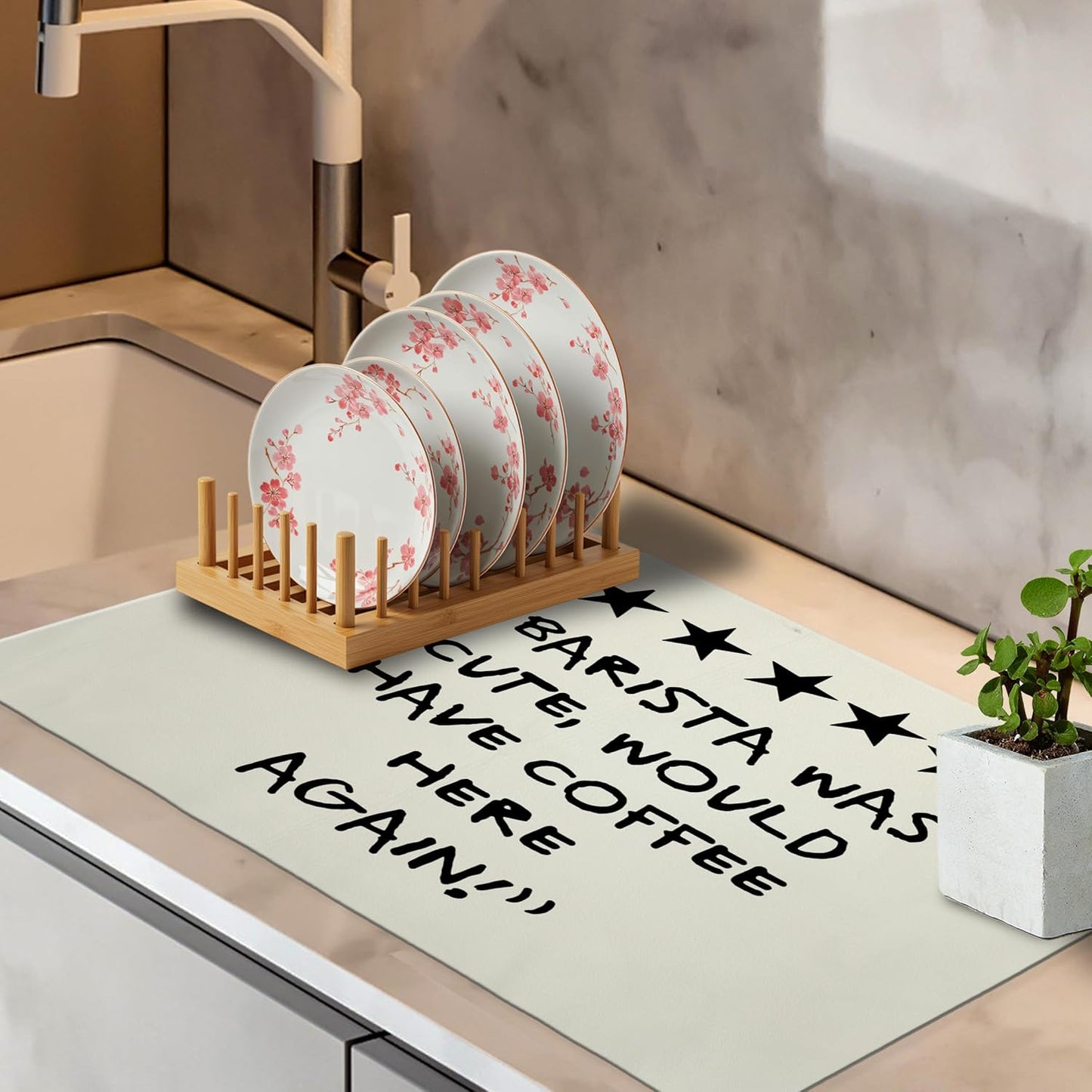 Barista Gifts Dish Drying Mat, Espresso Lovers Gifts Coffee Bar Mat for Countertops, Espresso Station Absorbent Dish Drying Mats for Kitchen Counter Coffee Maker, 16x24 Inch