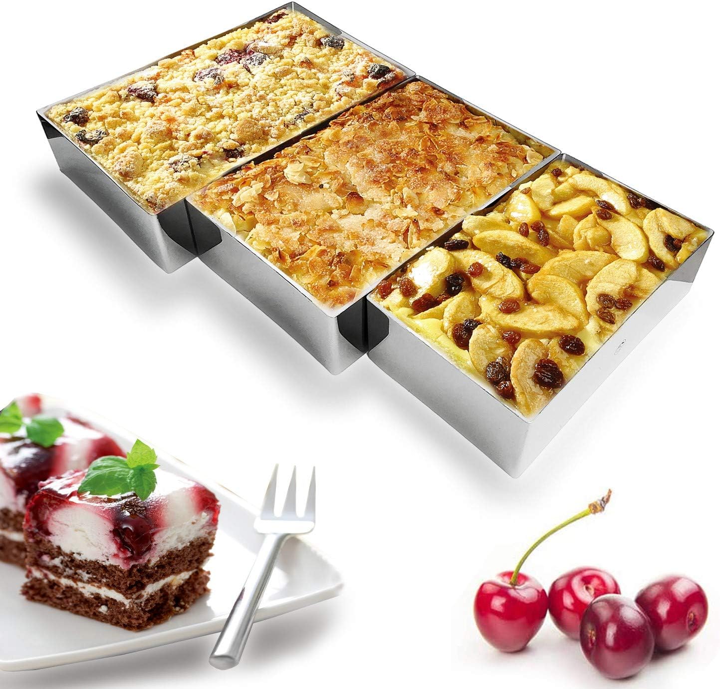 NewlineNY Stainless Steel Cake Mousse Ring Molding Forming (Rectangular Cake Pastry Rings)