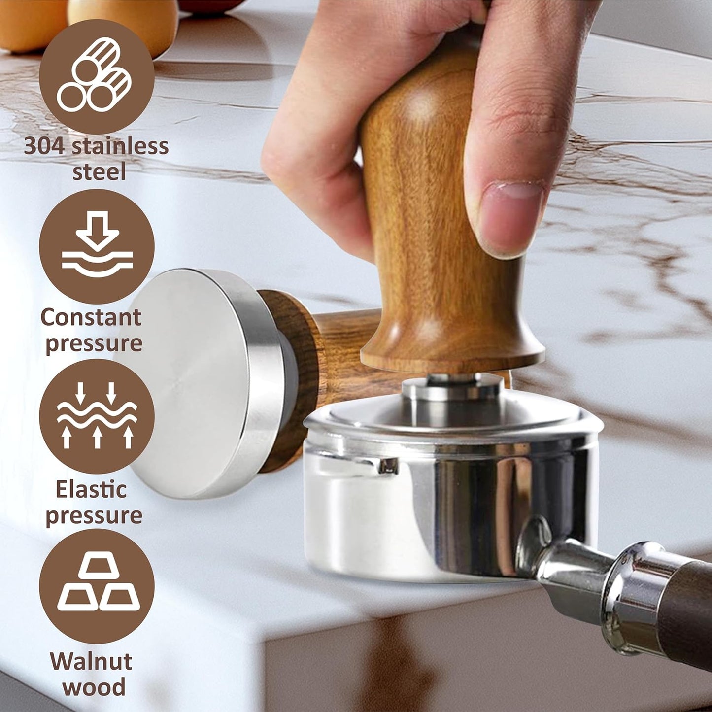 Espresso Tamper, Professional Spring Loaded Espresso Accessories with WDT Tool Espresso & Puck Screen, Compatible with 53mm/54mm Breville Portafilter, Coffee Tamper for Home & Commercial Use