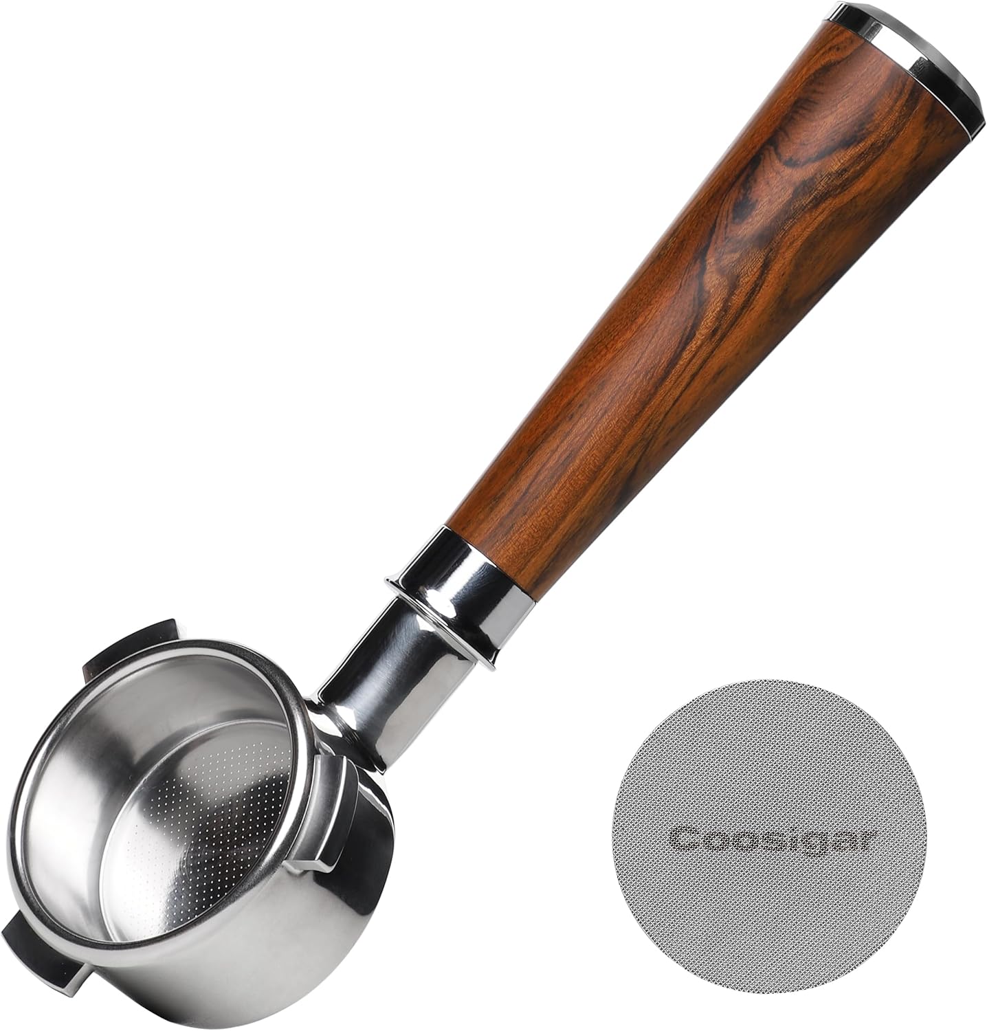 54mm Bottomless Portafilter with Puck Screen | Fits for 54mm Breville Machines | Stainless Steel portafilter and Mahogany Handle|Espresso Machine Accessories(Mahogany)