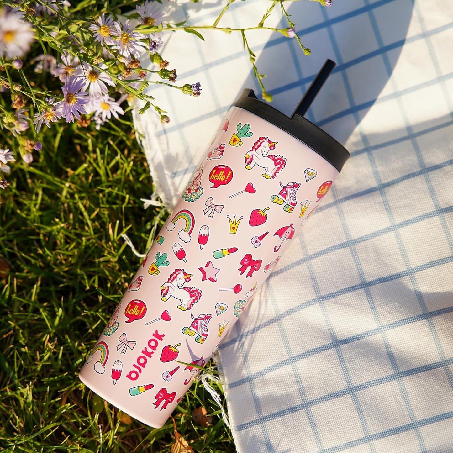 BJPKPK 34oz Stainless Steel Insulated Tumbler With lid And Straw Travel Coffee Thermal Tumblers Cup For Women And Men,Passionate Pink