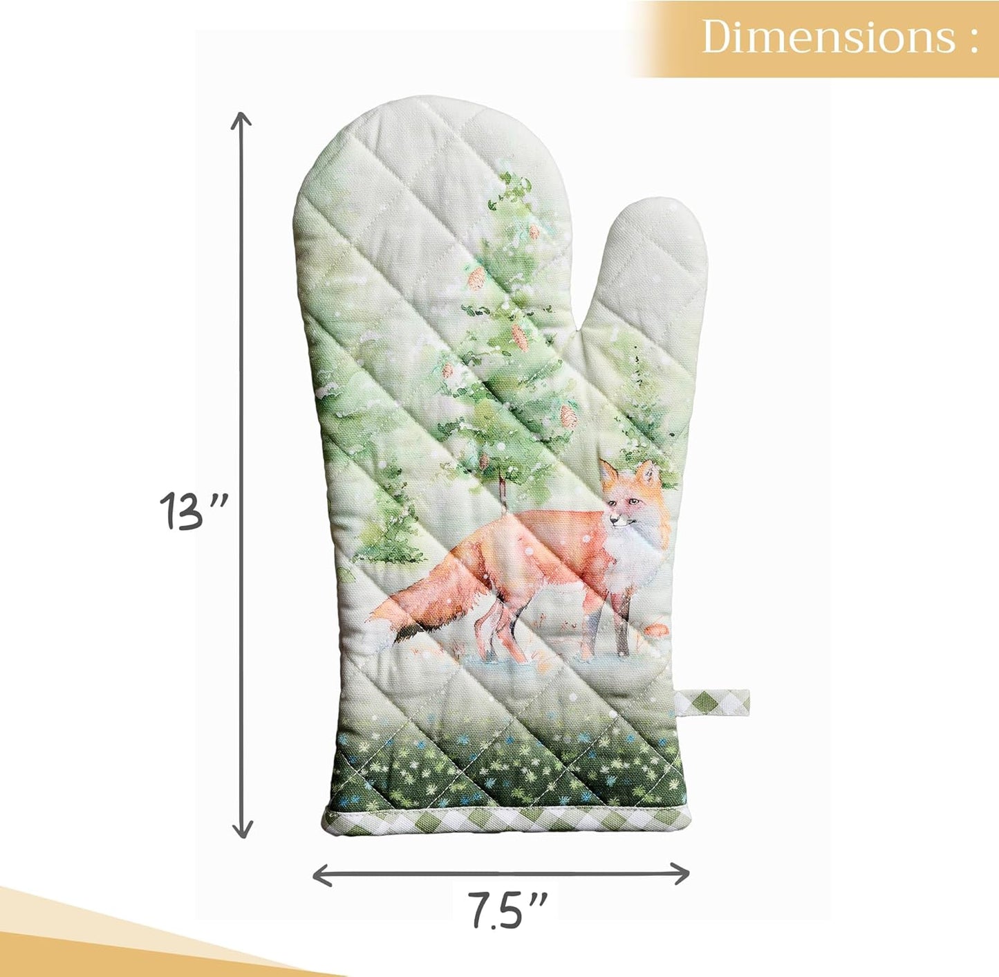 Maison d' Hermine Oven Gloves 100% Cotton Oven Mitt 7" x 13" with Loop Heat Resistant, BBQ, Cooking Gloves, Baking, Grilling, Kitchen, Handling Hot Pans (Pack of 1, Winter Mornings)