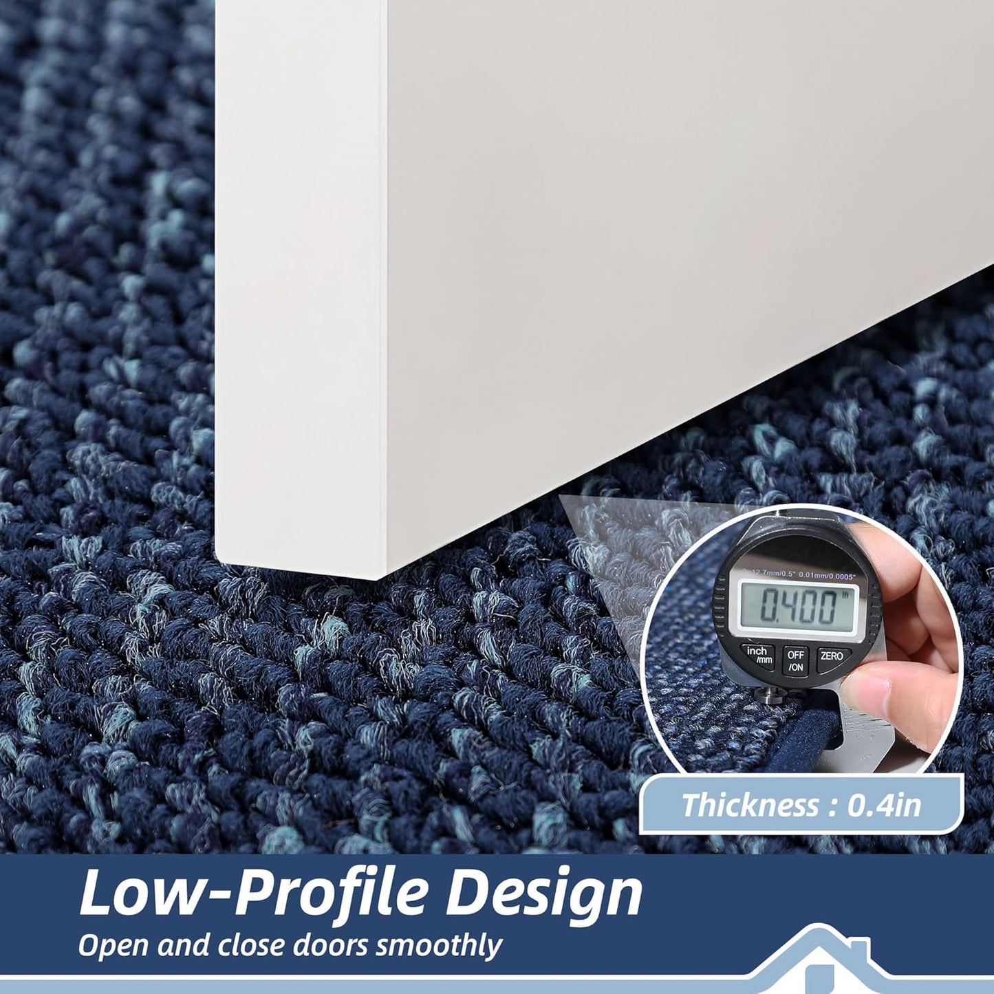 BEQHAUSE Dirt Trapper Door Mat 20" x 48", Non-Slip Washable Doormats Entrance Mat, Dirt Resistant and Absorbent Welcome Mat, Low Profile Floor Mats for Front Back Door and Entryway, Blue