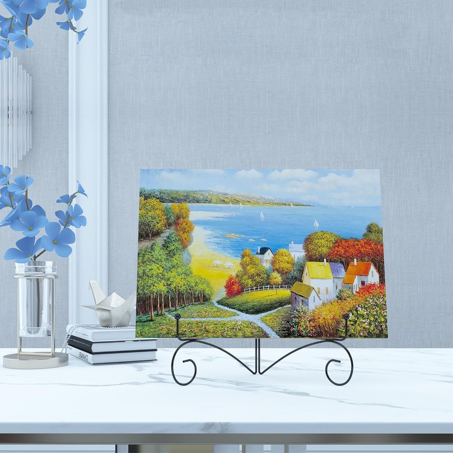 Iron Plate Stand for Display with Folding Design, Picture Stands for Tables, 12 Inch Large Easels for Displaying for Book, Art Piece, Photo and Platter, 12’’ Black, 2-Pack