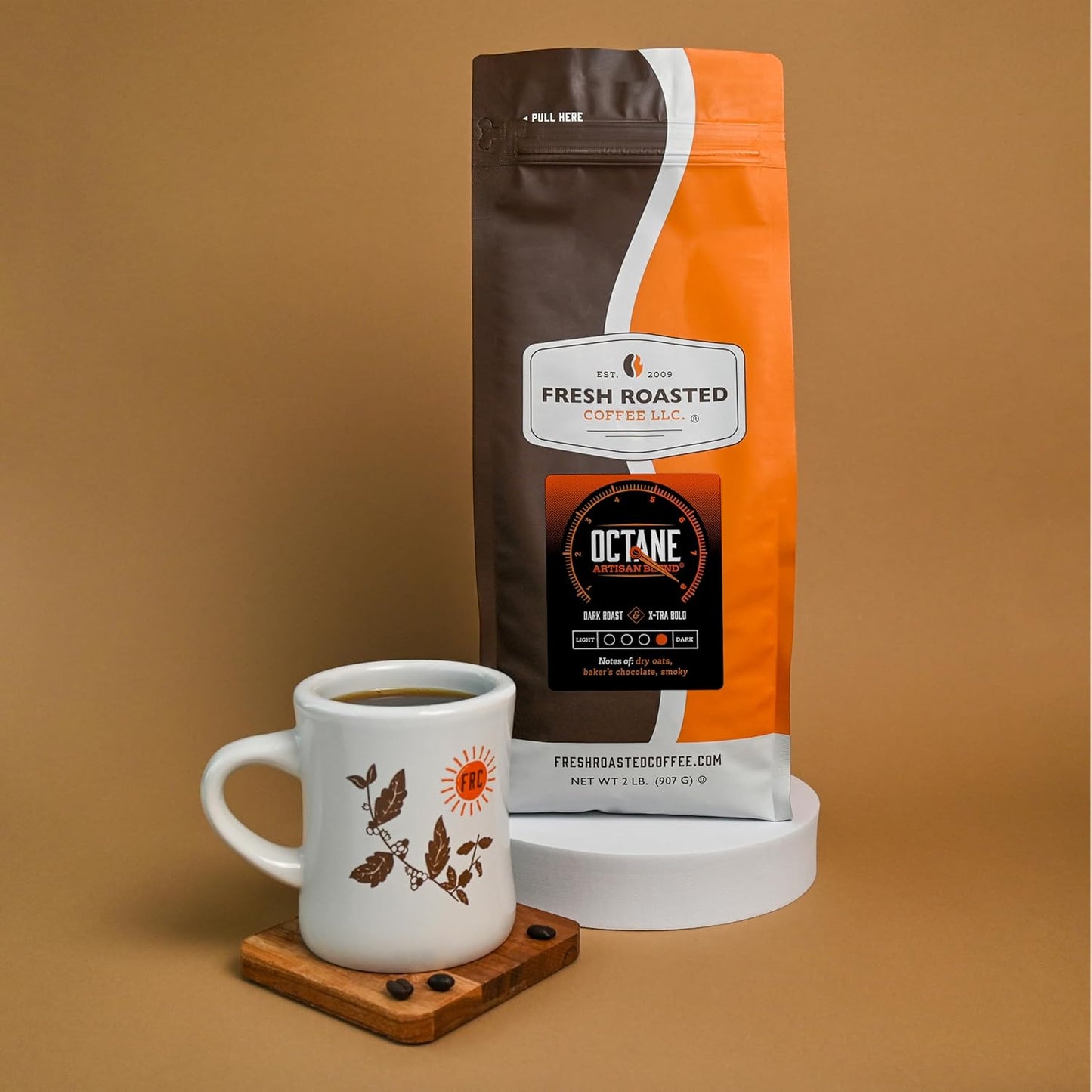 Fresh Roasted Coffee, Octane, 2 lb (32 oz), Dark Roast, Kosher, Whole Bean