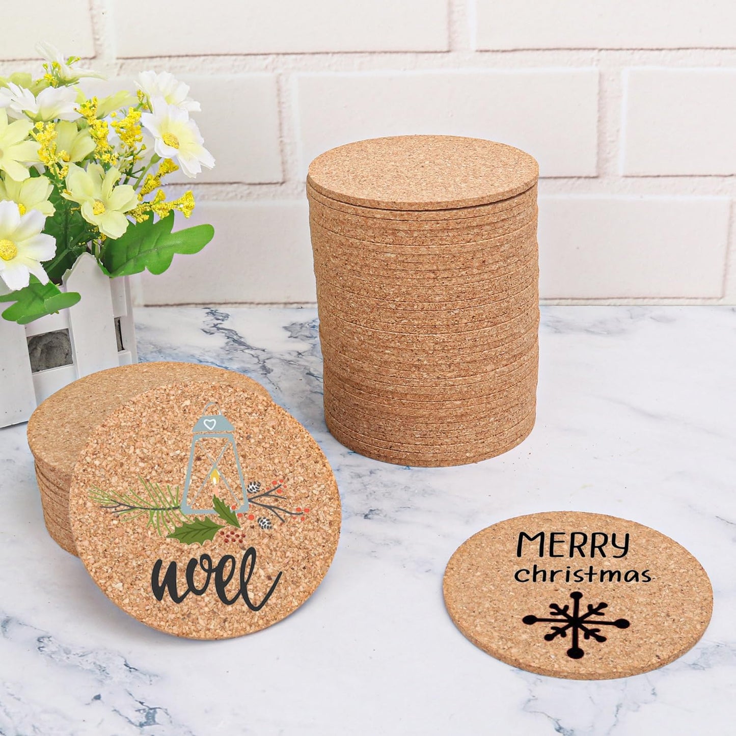 180 Pack 3.5 Inch Round Cork Coasters, Cork Drink Coasters for Drinks, Suitable for Tabletop, Decor, Resistant, DIY Project