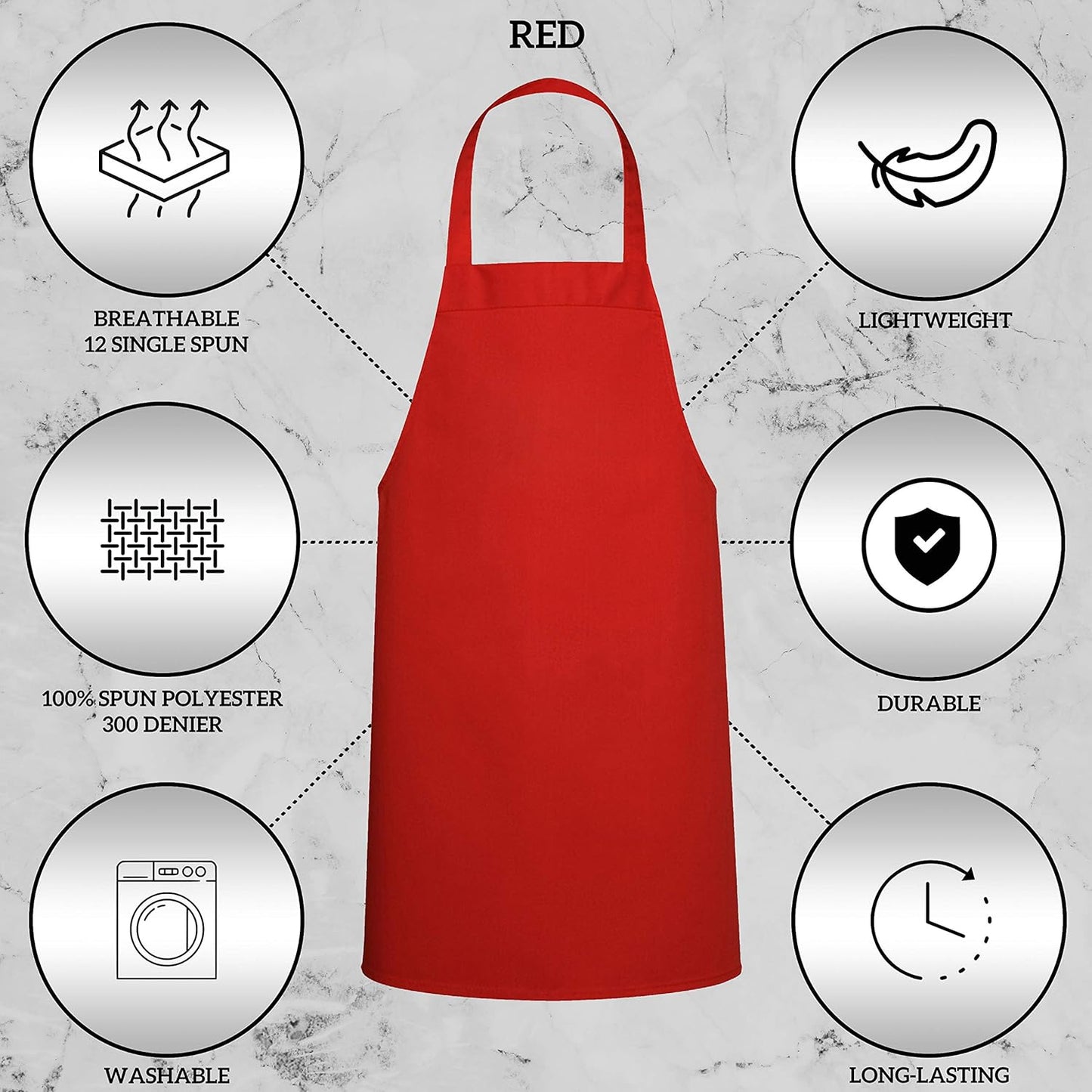 GREEN LIFESTYLE 120 Pack Professional Chef Apron – Grilling Aprons for Men, Waterproof Cooking Apron for BBQ, Work or Restaurant Use, Kitchen Aprons for Women – Red, No Pockets