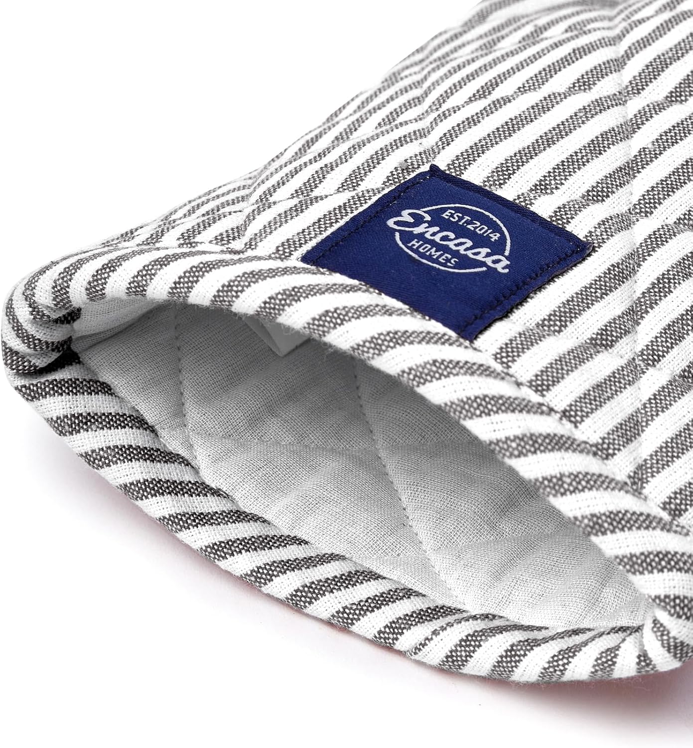 Encasa Homes Long 12"x7" Oven Microwave Hand Gloves Mitts (2 pc Set) for Kitchen Cooking & Baking - Heat Resistant, Thick & Safe, Protection of Hands from Hot Utensils - Ticking Black