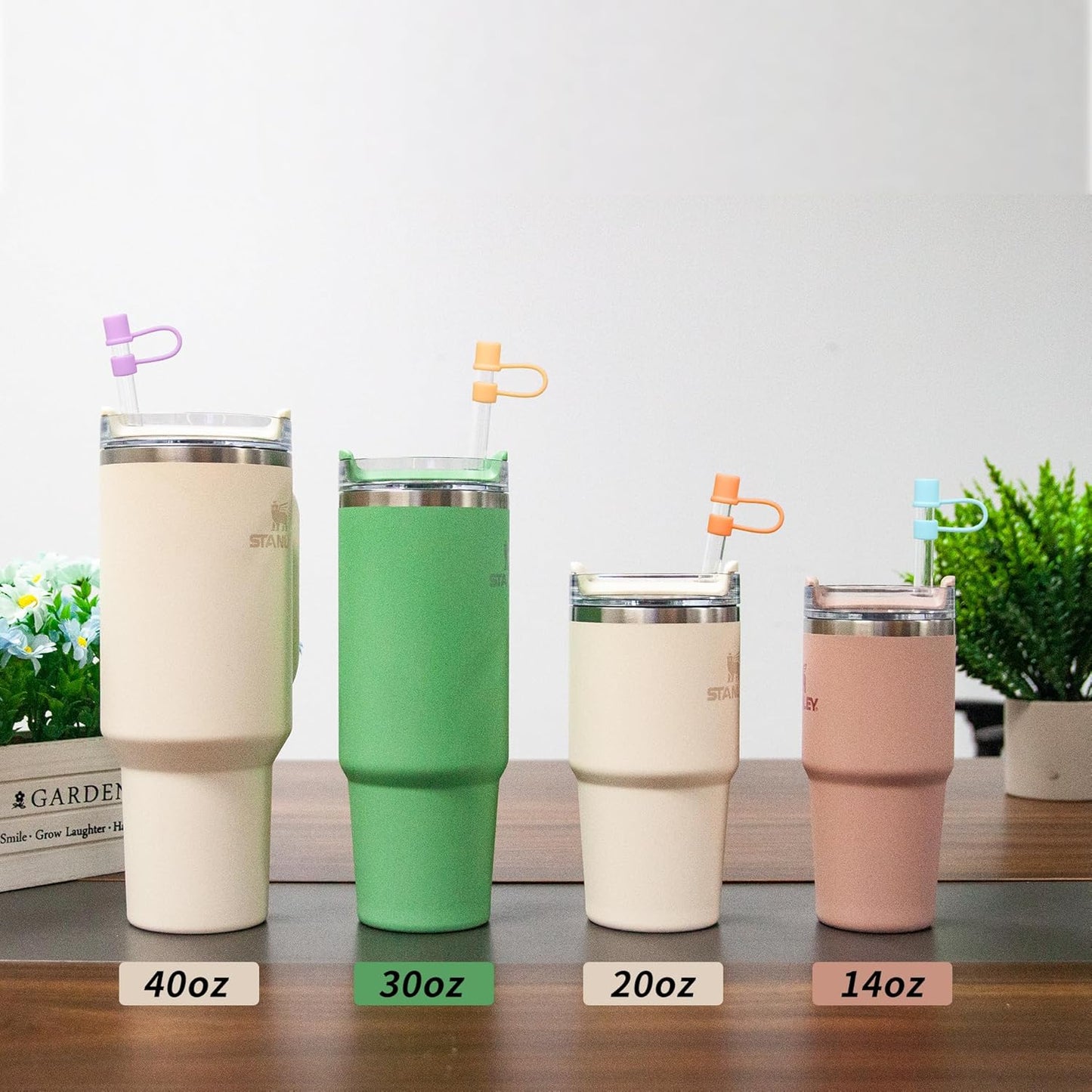 0.4inch Reuseable Straw Covers for Stanley Tumblers (Basics-White, 10 Pieces) (10pcs-Basics-LightPink)