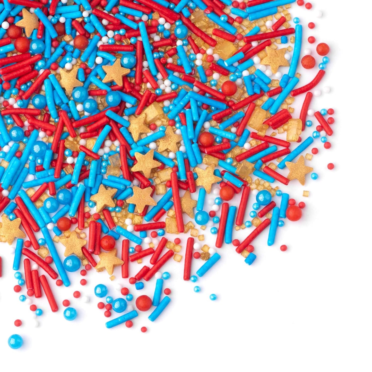 Sweets Indeed Sprinkles, Patriotic Edible Sprinkle Mix, Red Blue Gold, 4th of July, Perfect for Cake Decorations, Baking, Ice Cream, Cookies, Cupcake Topper For Birthday, Dairy Free, 4 ounces (Marvelous)