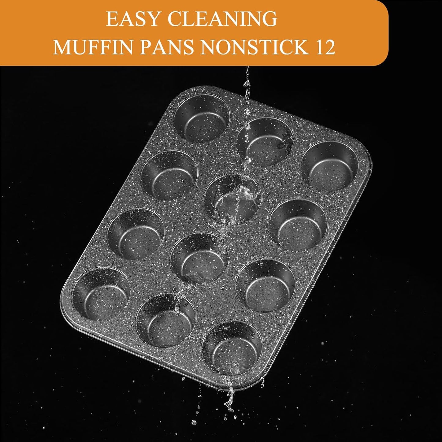 Muffin Cupcake Pan - Nonstick 12-Cup Tin for Baking Cheesecake, Toast Oven Supplies, Non-Stick Tray