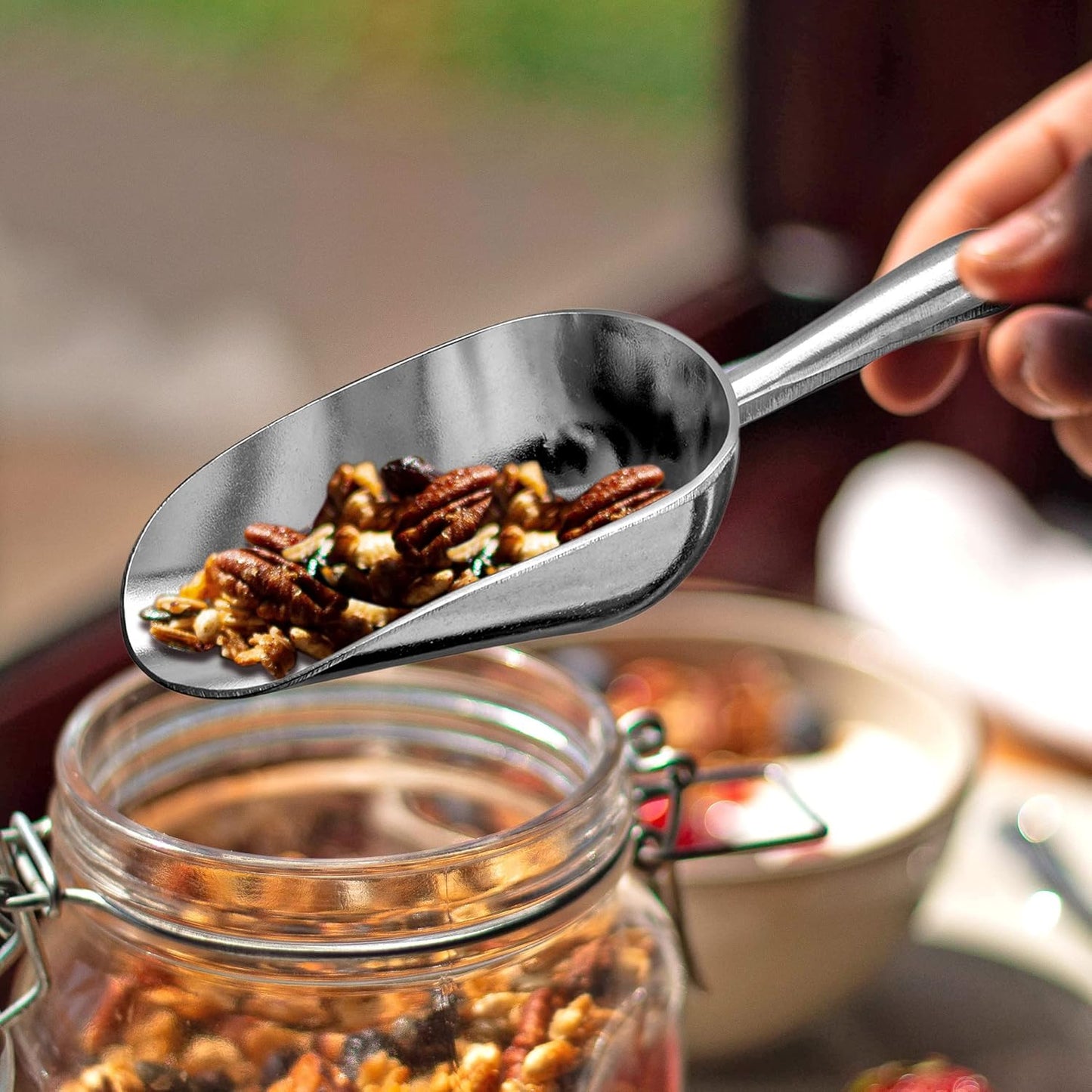 Amazing Abby - Elsa - 5-Ounce Aluminum Ice Scoops (Set of 2), Cast Aluminum Utility Scoops, Food-Grade, Good for Home and Commercial Use, NOT Dishwasher-Safe, Hand-Wash Recommended