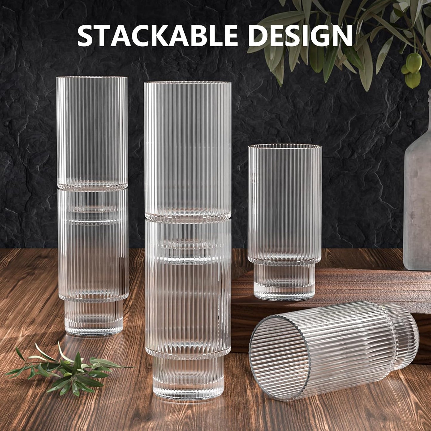 16Oz Glass Cups, 6Set Glass Tumbler with Straw and Lid, Vintage Glassware for Whiskey Cocktail Beer, Iced Coffee Cups with Lid (6 PACK)