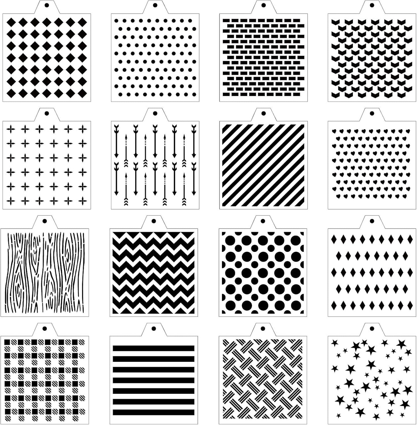 Stencil Genie 16 Pcs 5.5x5.5in Baking Stencils for Royal Icing, Airbrush, Sugar & Craft Painting