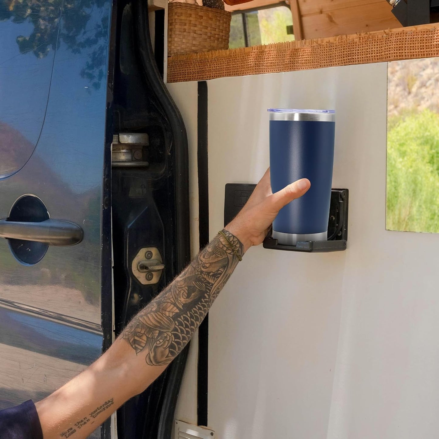 20oz Tumbler Stainless Steel Tumbler Cup with Lid Vacuum Insulated Double Wall Travel Mug, Durable Powder Coated Travel Coffee Tumbler Mug for Hot & Cold Drinks, Navy,4 Pack