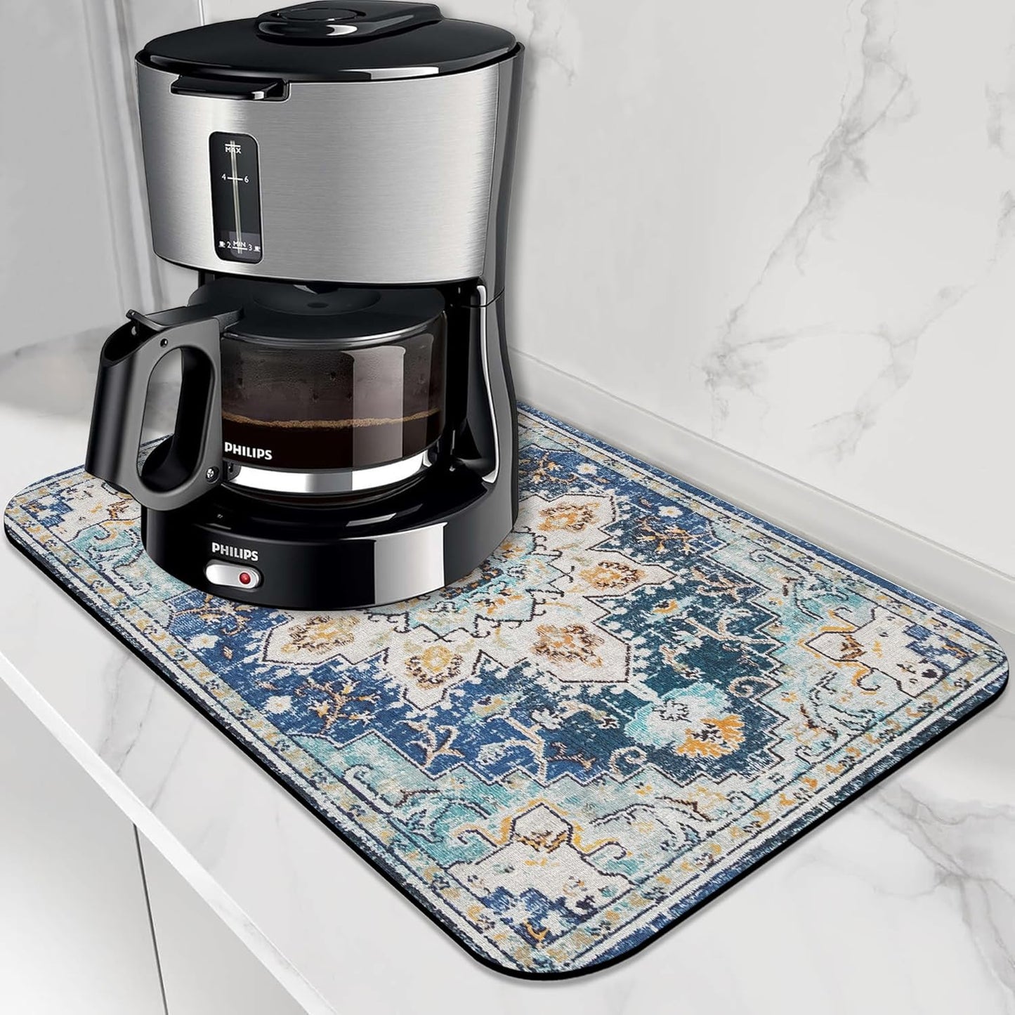 Bohemian Textile Rug Texture Dish Drying Mat,16"X24" Absorbent Fast Dish Drying Mat for Kitchen Counter Pot and Pan, Kitchen Accessories