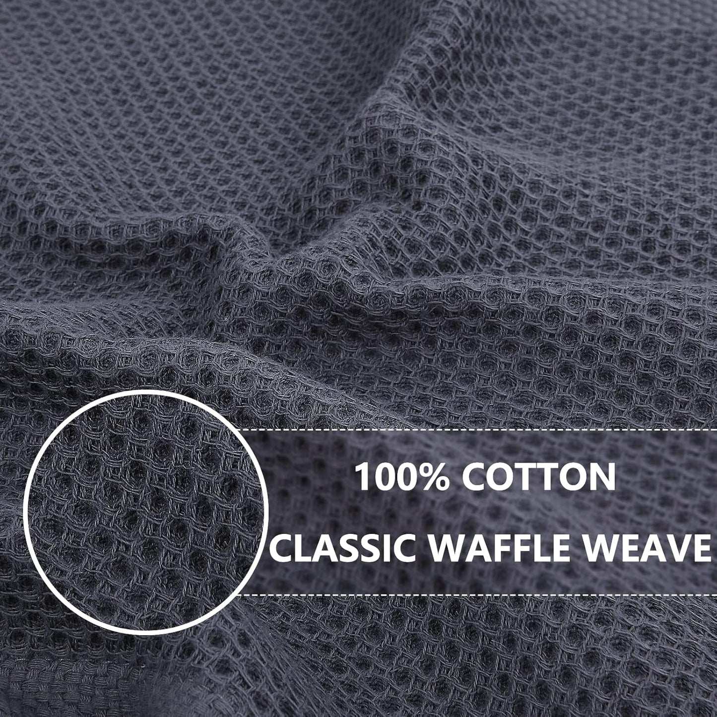Homaxy 100% Cotton Waffle Weave Kitchen Dish Cloths, Ultra Soft Absorbent Quick Drying Dish Towels, 12 x 12 Inches, 12-Pack, Dark Grey