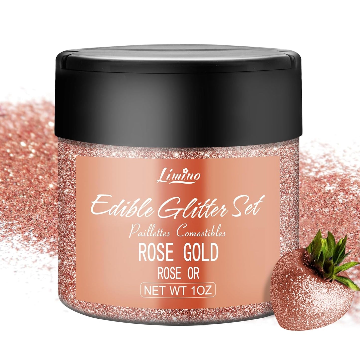 Edible Glitter - 30g Edible Luster Dust Metallic Food Grade Coloring Glitter for Drinks, Baking, Cake Decorating - Edible Dust Powder Shimmer Sprinkle Powder for Icing, Cocktail, Candy (Rose Gold)
