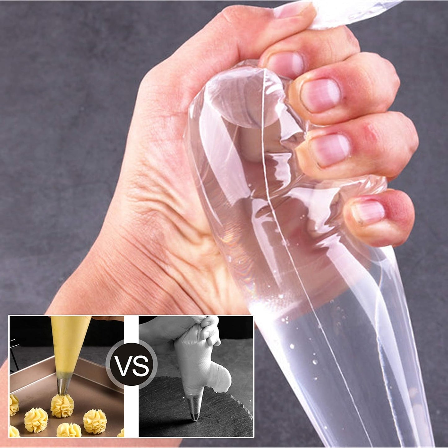 GEMLON 14 Inch Disposable Piping Bags 100 Pack – Anti-Burst Durable Plastic Pastry Bags, Clear Royal Icing Piping Bags for Cookie, Frosting, Cupcakes & Chocolate, Cake Decorating Supplies Baking Tools