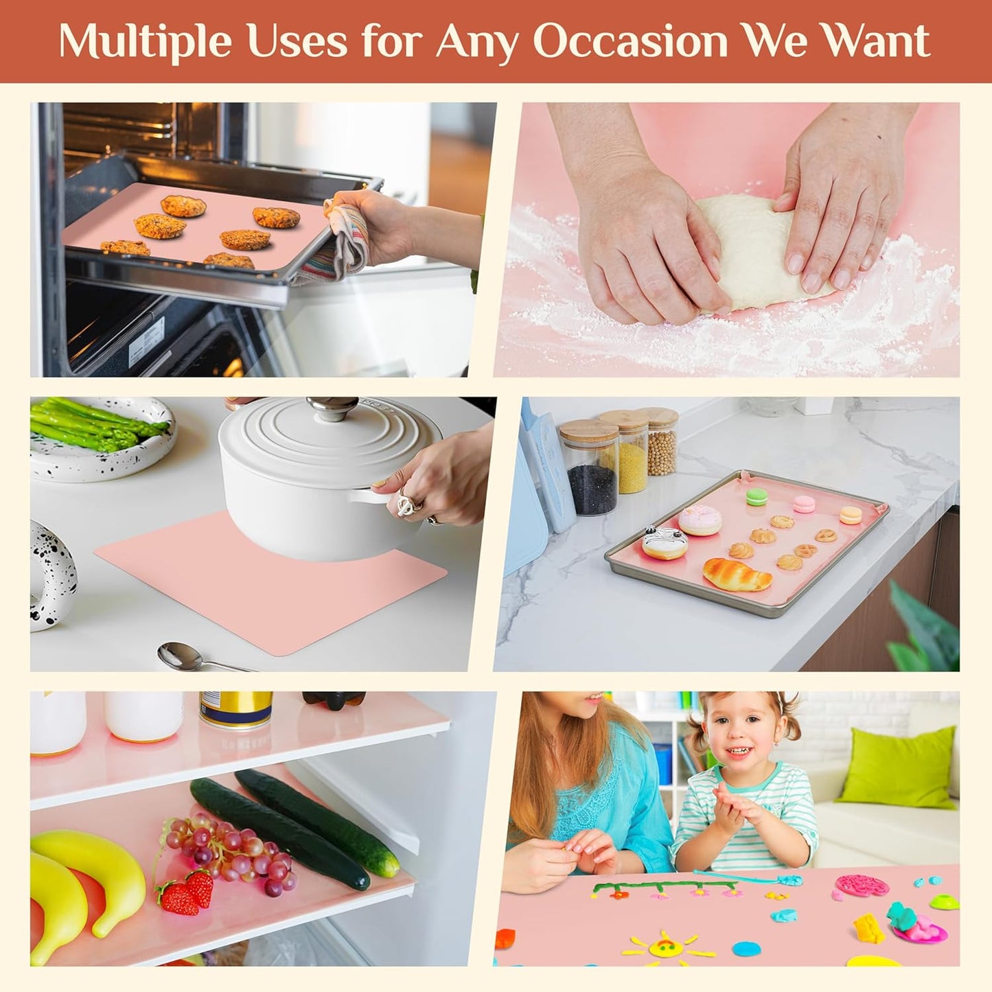 Silicone Baking Mat, 12 IN x 10 FT Free Cutting Baking Sheet, Non-Stick Reusable Dough & Pastry Mat, Non-Slip Silicone Mat Roll for Air Fryer Liner, Freeze Dryer, Oven Baking Pan, Kitchen Counter