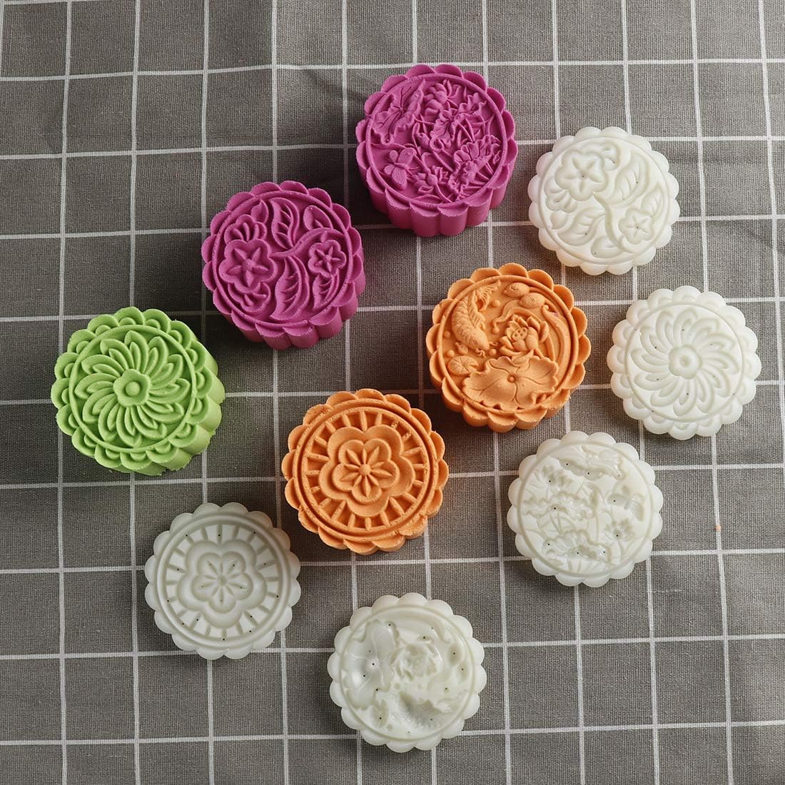 150g 5pcs Cookie Stamps Moon Cake Mold, Thickness Adjustable Christmas Cookie Press DIY Decoration Hand Press Cutter Cake Mold