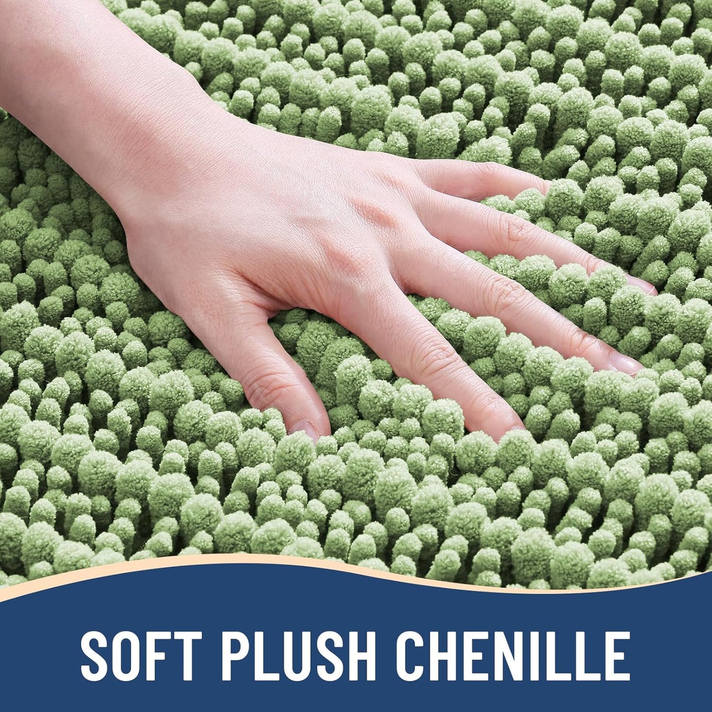 Arotive Luxury Chenille Bathroom Rug Mat, Extra Soft Thick Absorbent Shaggy Bath Rugs, Non-Slip Machine Wash Dry, Plush Bath Mats for Bathroom, Shower and Tub, 34x21, Sage Green