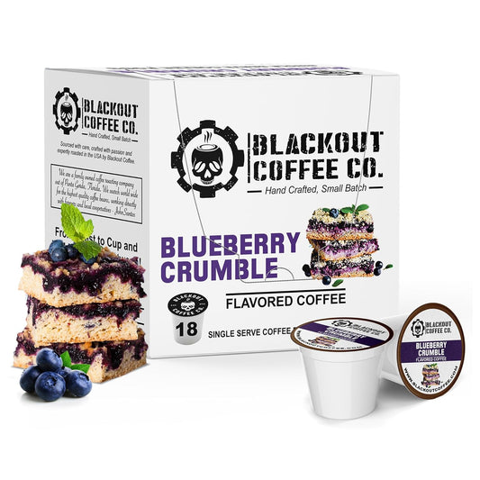 Blackout Coffee Blueberry Crumble Flavored Pods, Freshly Roasted in the USA - K-Cup Compatible Single-Serve Coffee Pods (18 Count)
