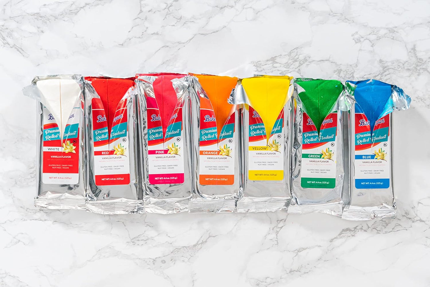 Bakerpan Premium Rolled Red Fondant for Cake Decorating - 2 Pounds, Vanilla Flavor