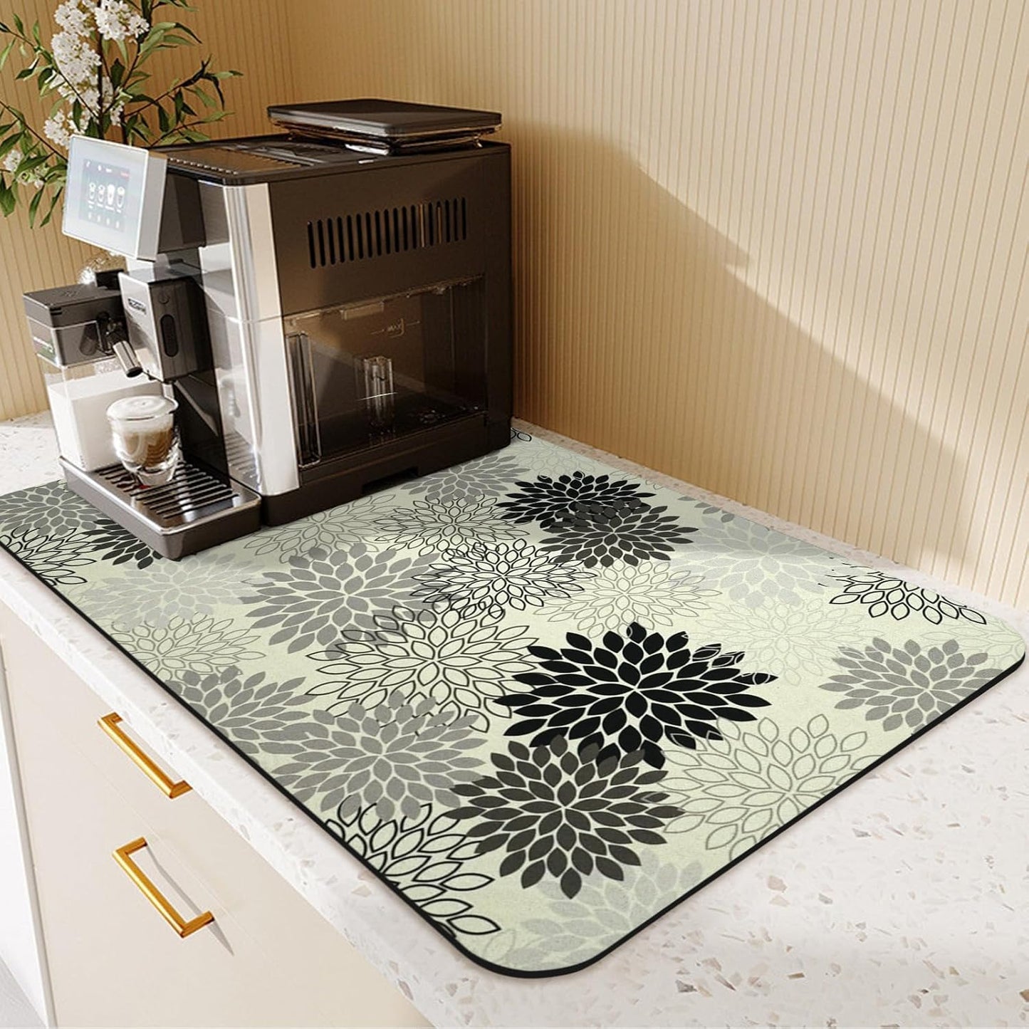 19.5" x 12" Dish Drying Mat & 24" x 5.5" Sink Splash Guard, Super Absorbent Drainer Rack Mat for Kitchen Counter Coffee Bar